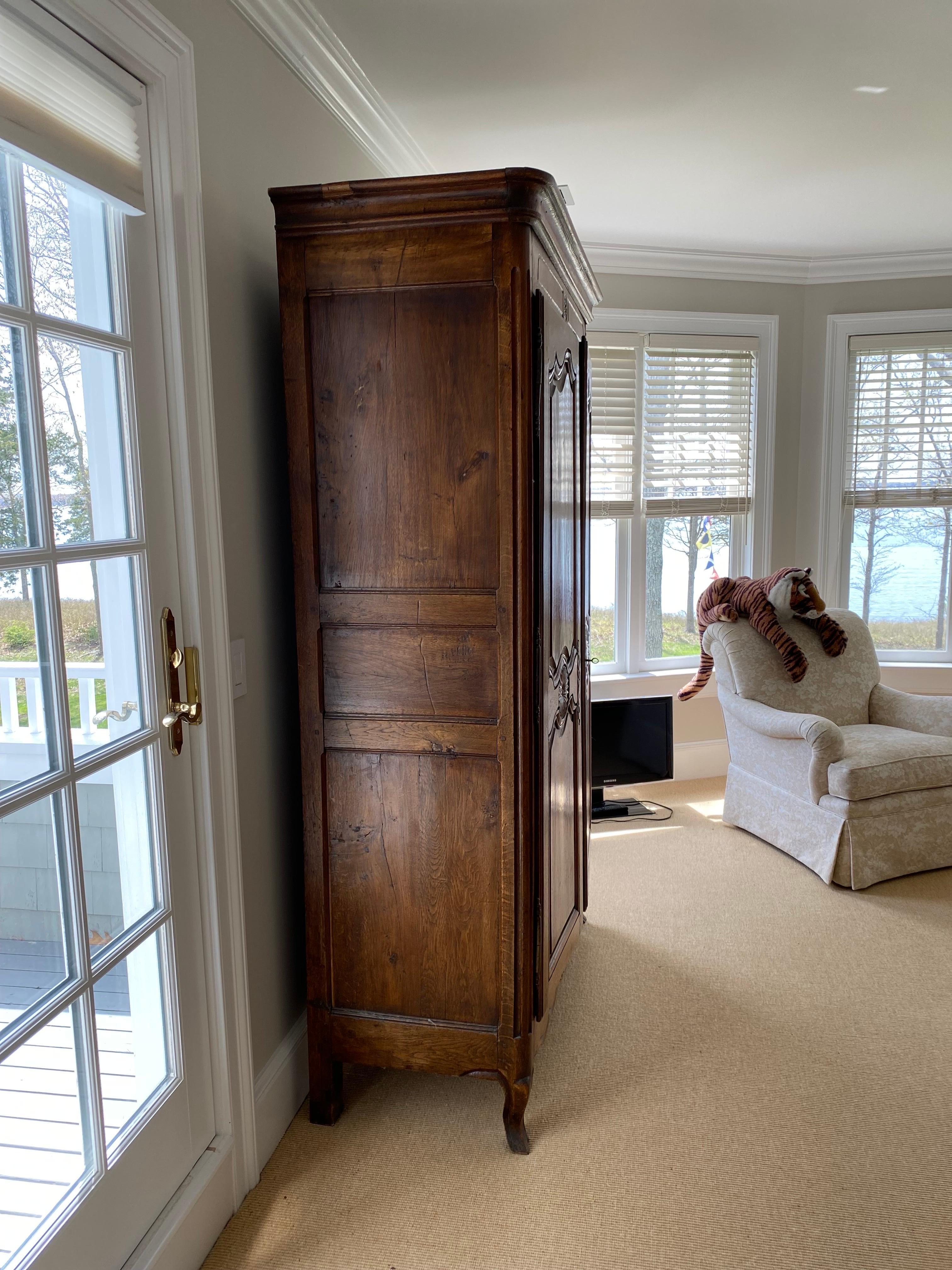 19th C. French Provincial Oak Armoire In Good Condition For Sale In Southampton, NY