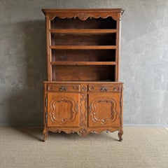 19th C French Provincial Oak Buffet a Deux Corps