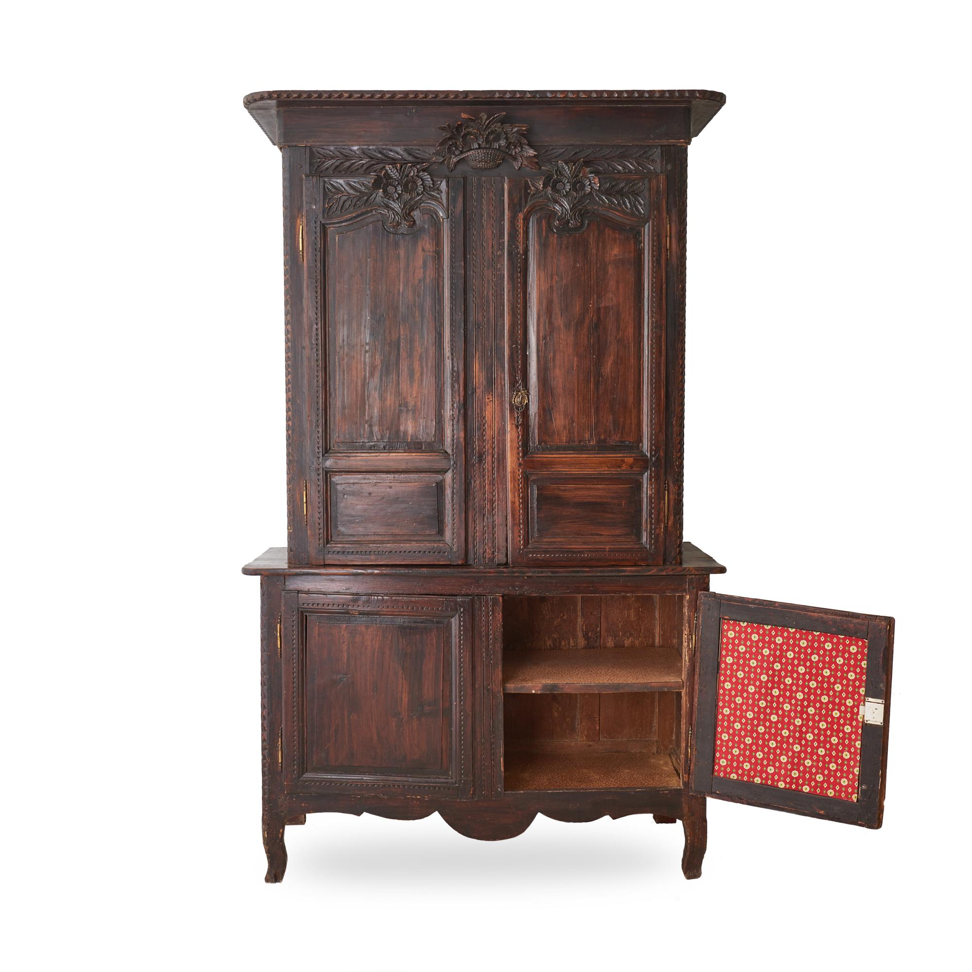19th Century French Provincial Oak Deux Corps Cabinet 1