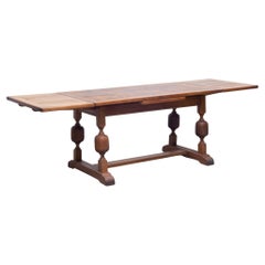 Antique 19th C. French Provincial Oak Draw-Leaf Dining Table c.1850-1890