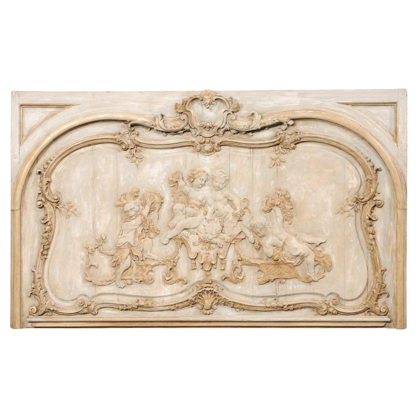 19th C. French "Putti" Motif Decorative Wood Panel- Would be a Lavish Headboard! For Sale
