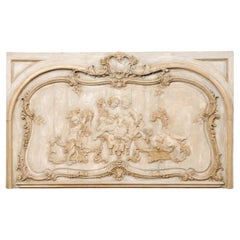 Dekoratives französisches Holzpaneel mit „Putti“-Motiv aus dem 19. Jahrhundert – Lavendelfarbenes Kopfteil!