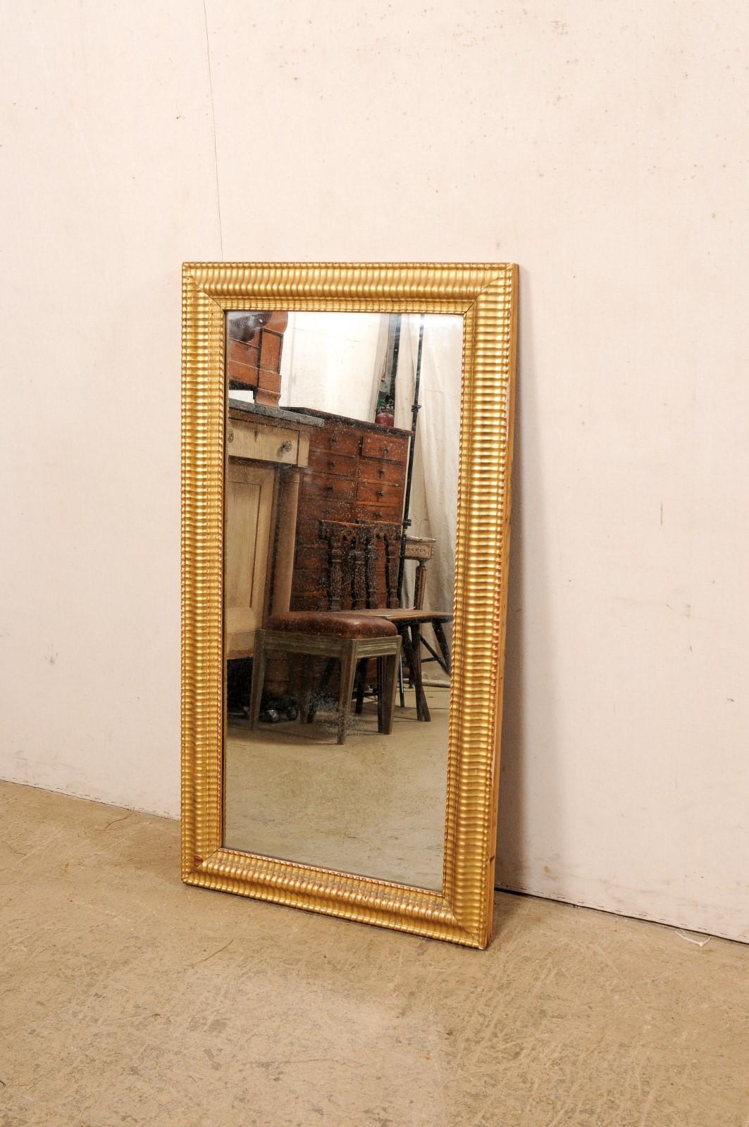 19th Century 19th C. French Rectangular-Shaped, Carved & Gilt Wood Mirror For Sale