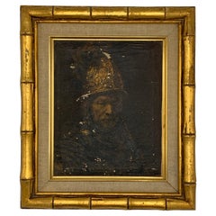 19th C. French Replica Rembrandts 'The Man with the Golden Helmet' Oil on Canvas