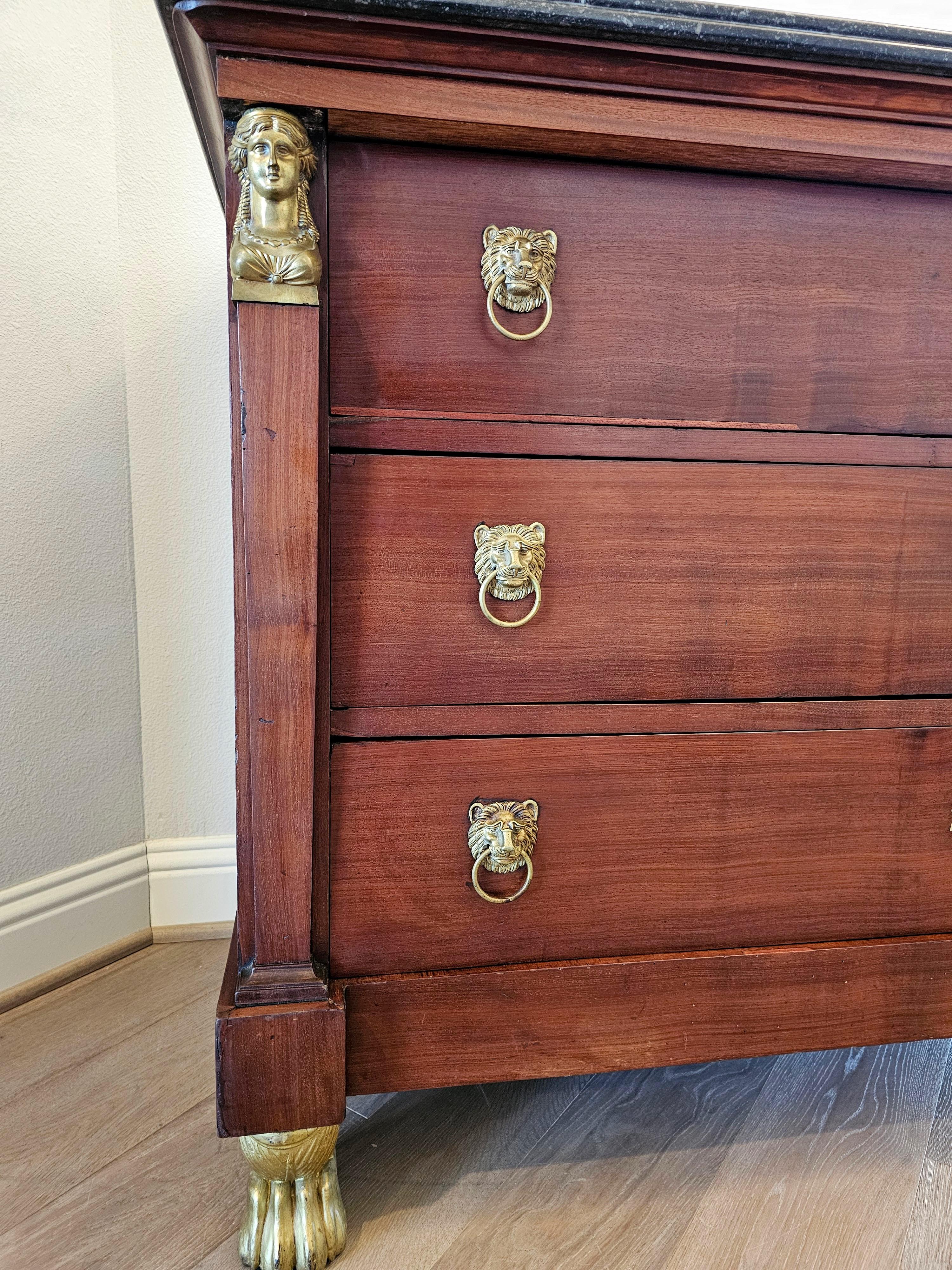 19th C. French Restoration Period Empire Style Mahogany Chest Of Drawers Commode For Sale 2