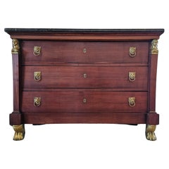 19th C. French Restoration Period Empire Style Mahogany Chest Of Drawers Commode