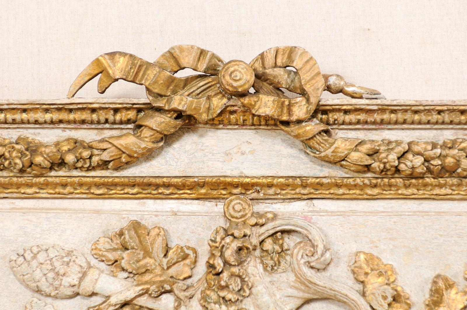French Ribbon, Floral and Grapevine Carved Rectangular-Shaped Wall Plaque In Good Condition In Atlanta, GA