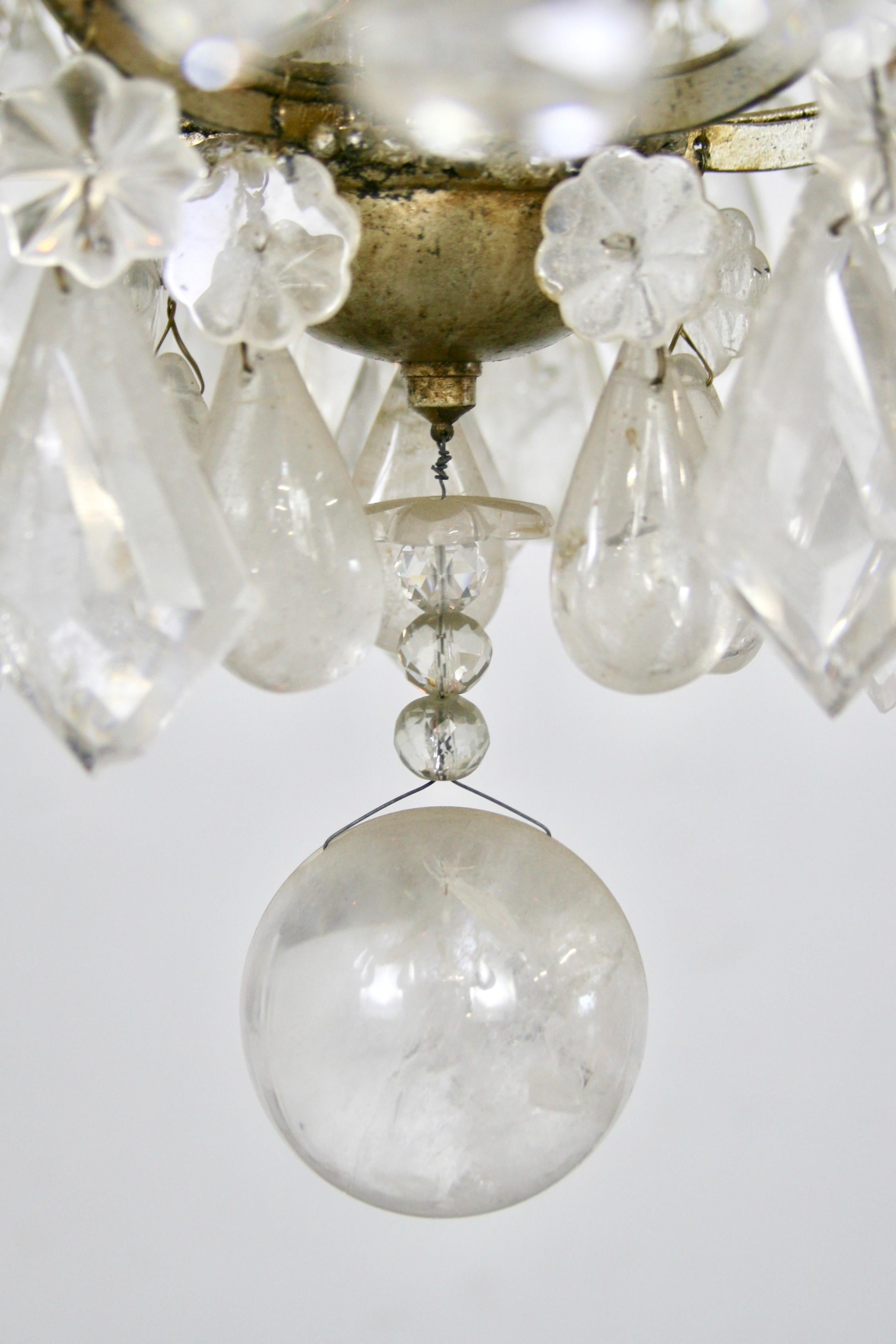 19th Century French Rock Crystal Chandelier,  gilded Cage, surface wired For Sale 8