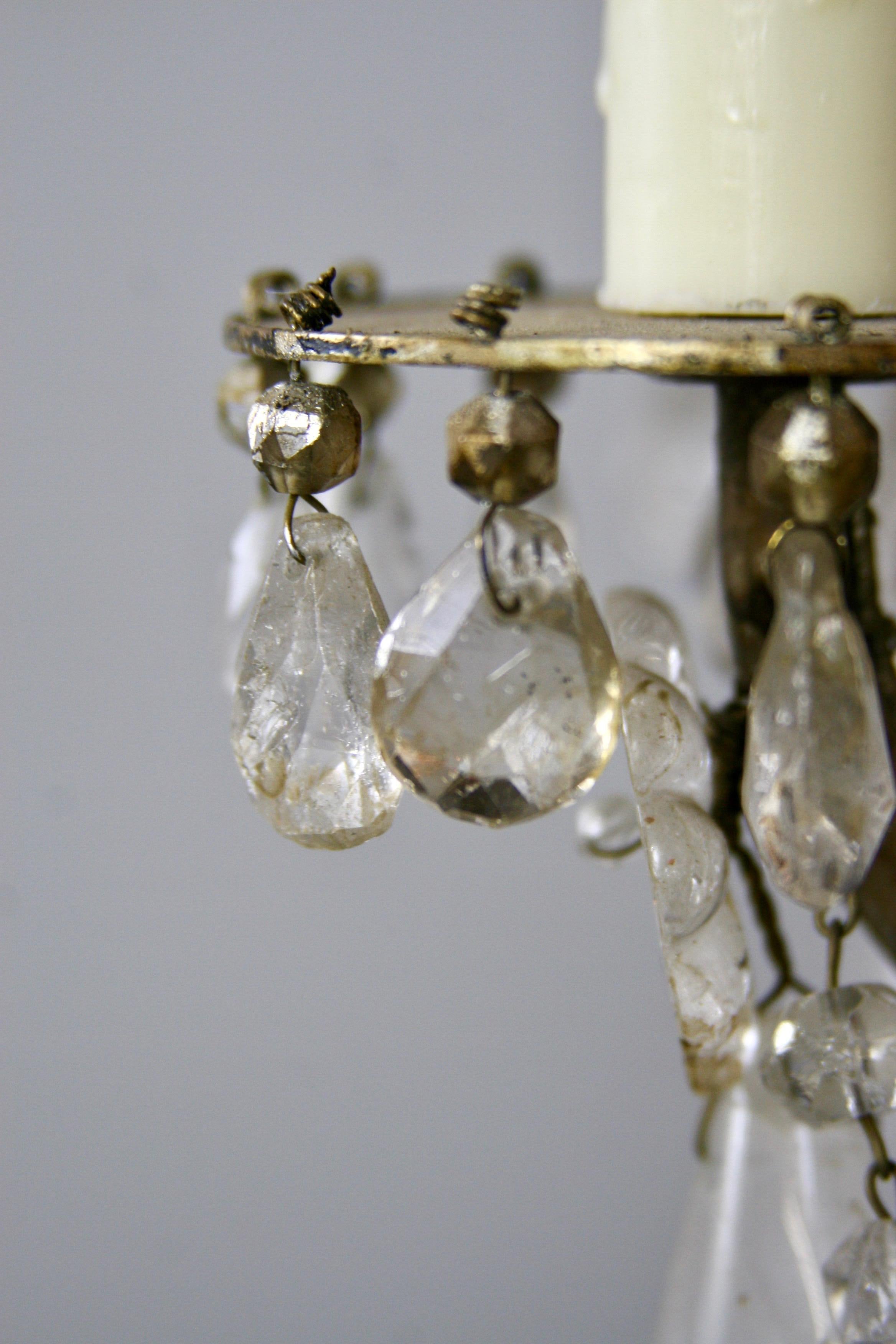 19th Century French Rock Crystal Chandelier,  gilded Cage, surface wired For Sale 11