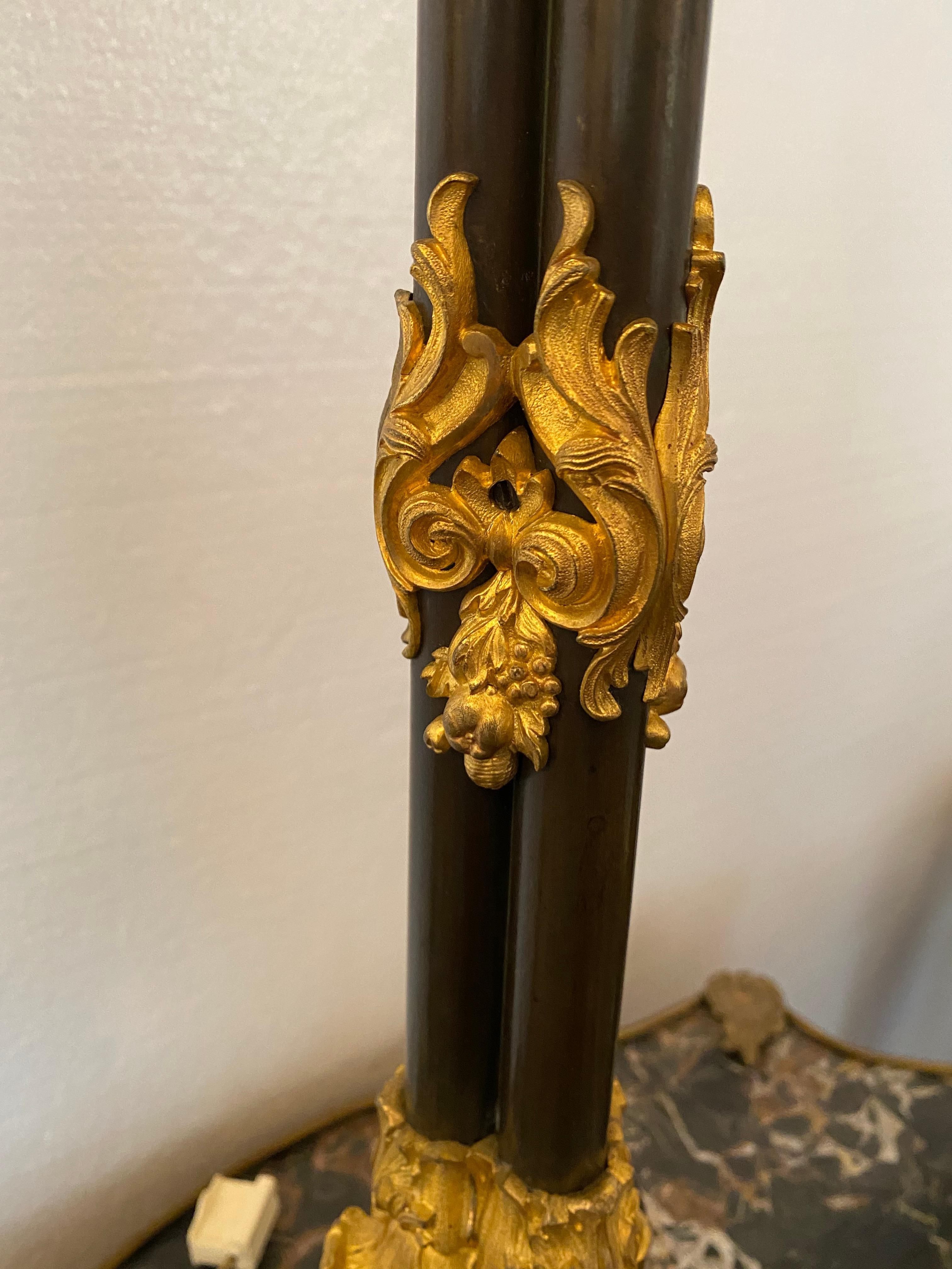 19th Century French Rococo Dore Bronze Candelabra Lamps In Excellent Condition For Sale In Dallas, TX