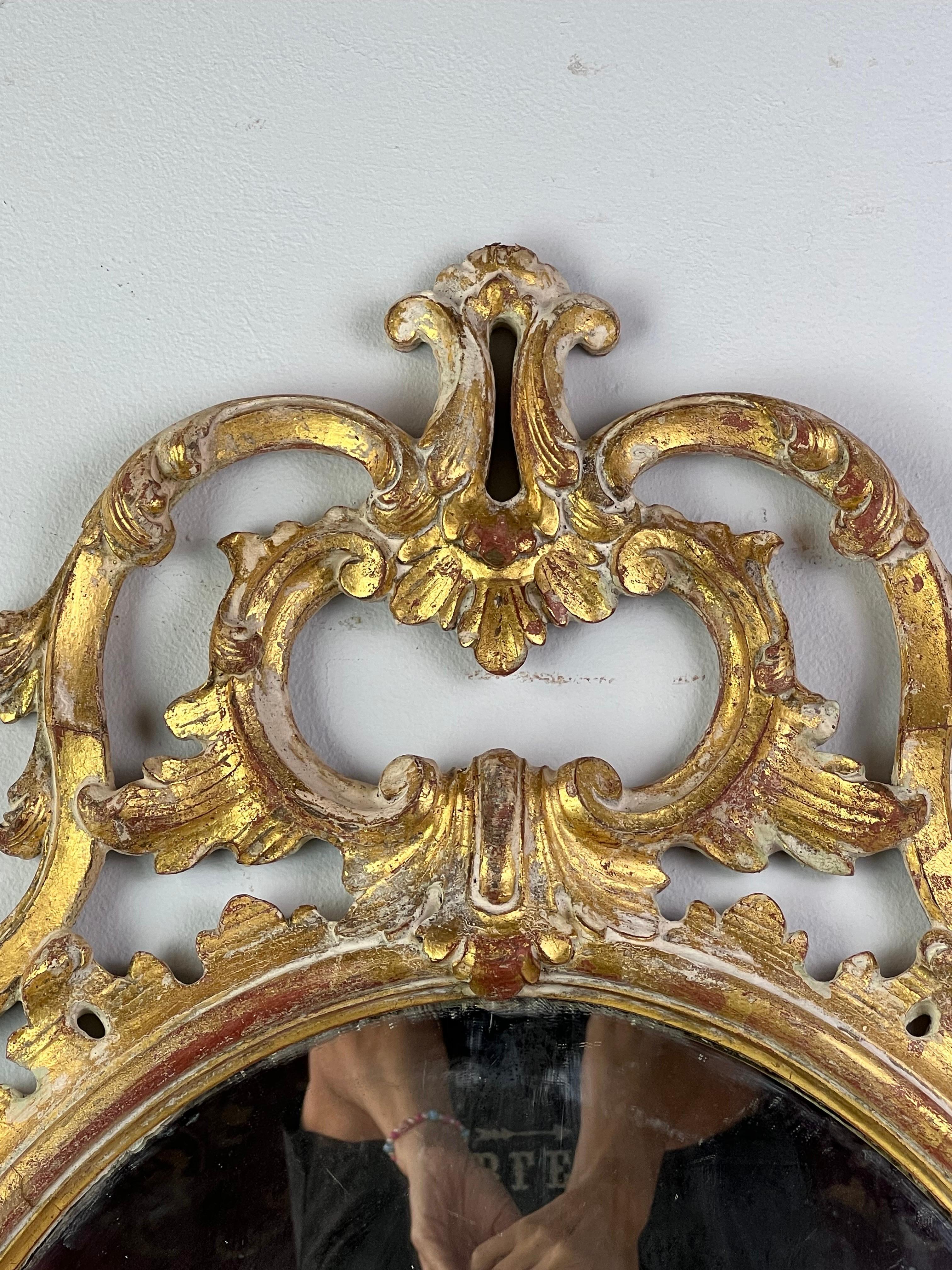 Glass 19th C. French Rococo Gilt Wood Mirror