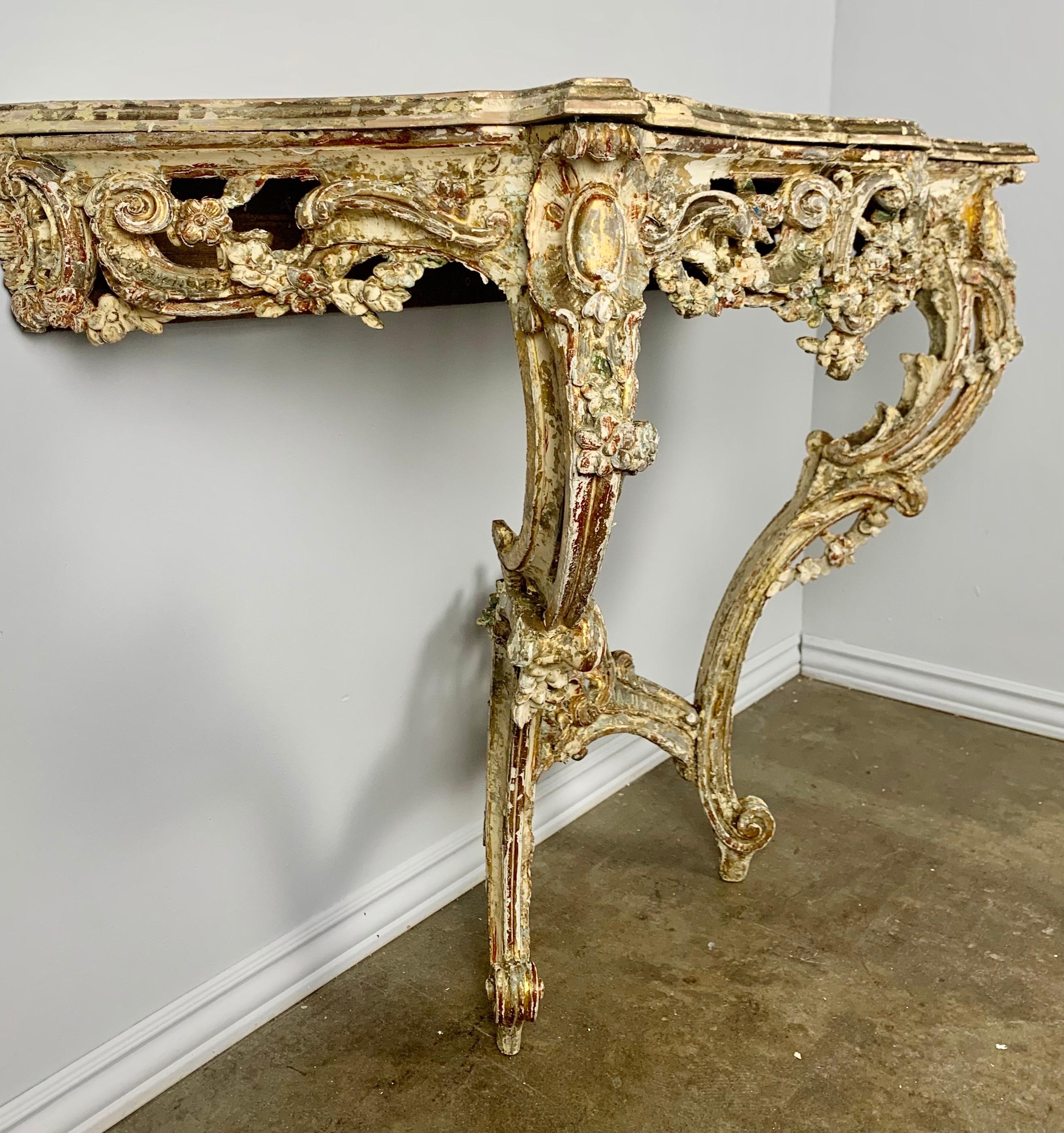 19th C. French Rococo Style Giltwood Console 13