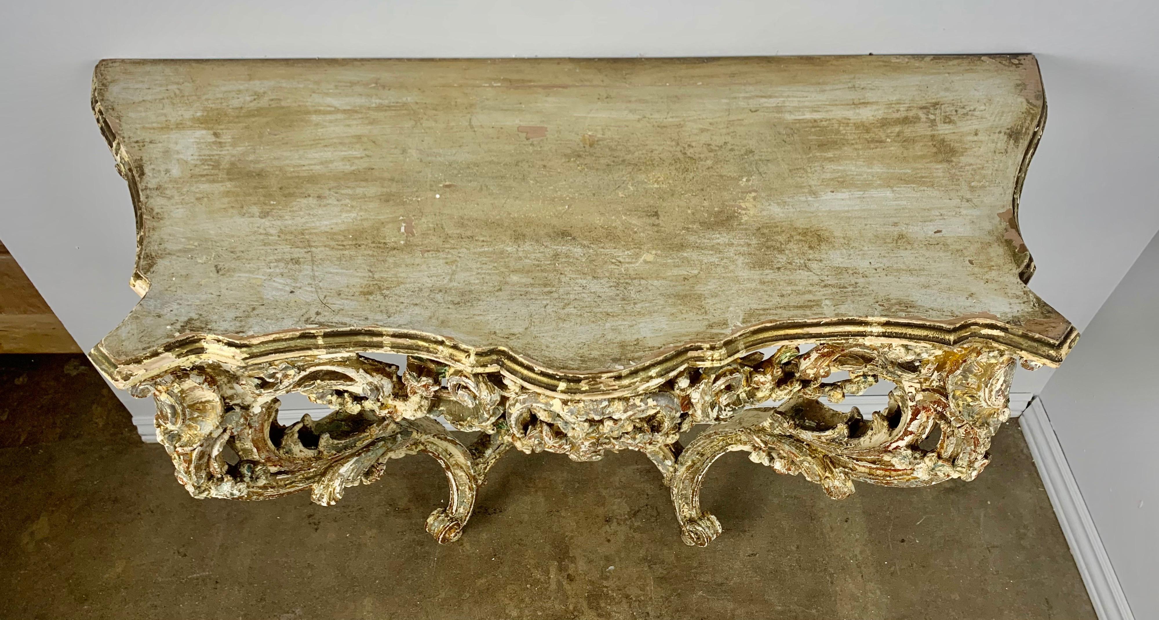 19th C. French Rococo Style Giltwood Console 1