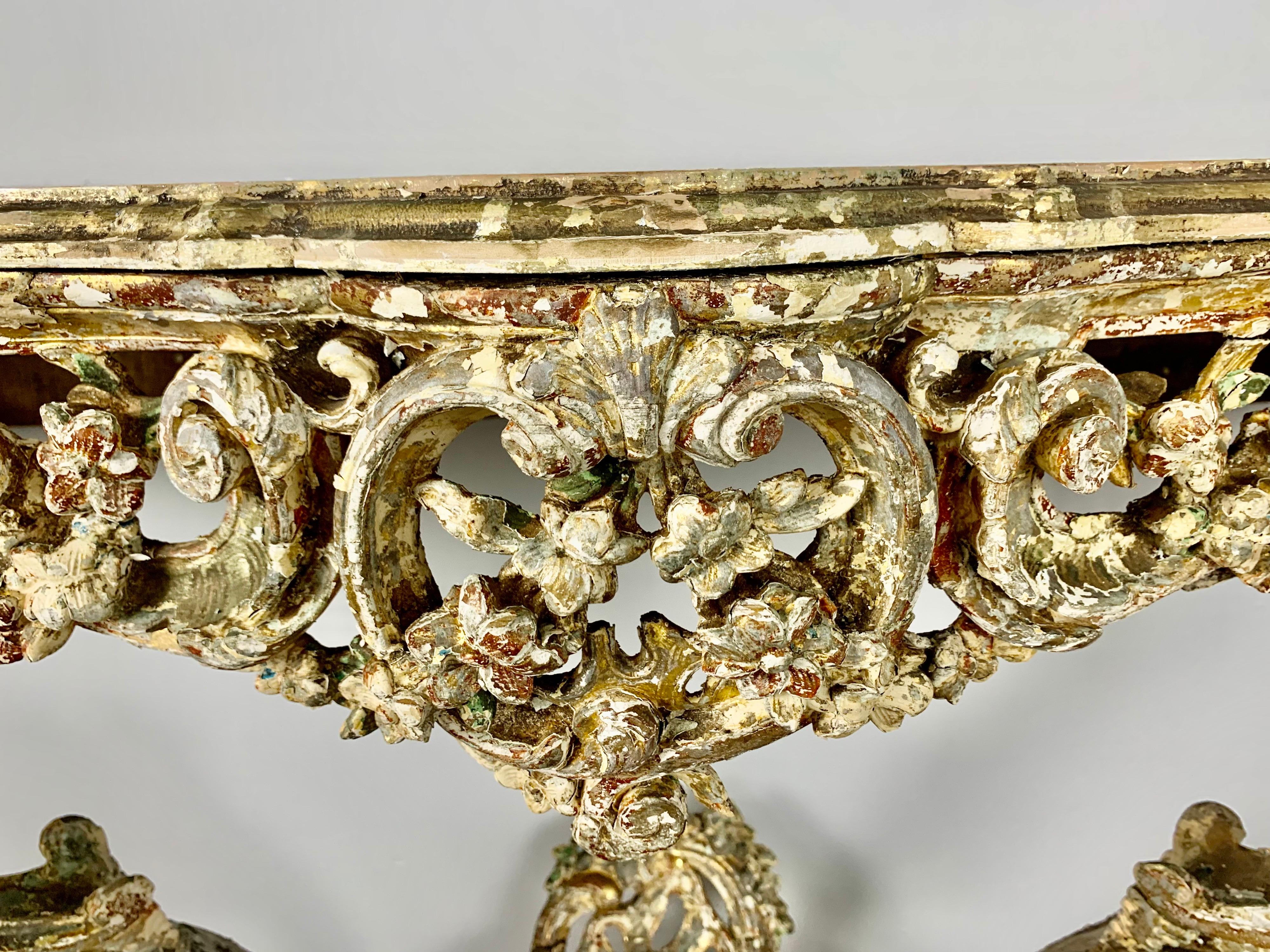 19th C. French Rococo Style Giltwood Console 2