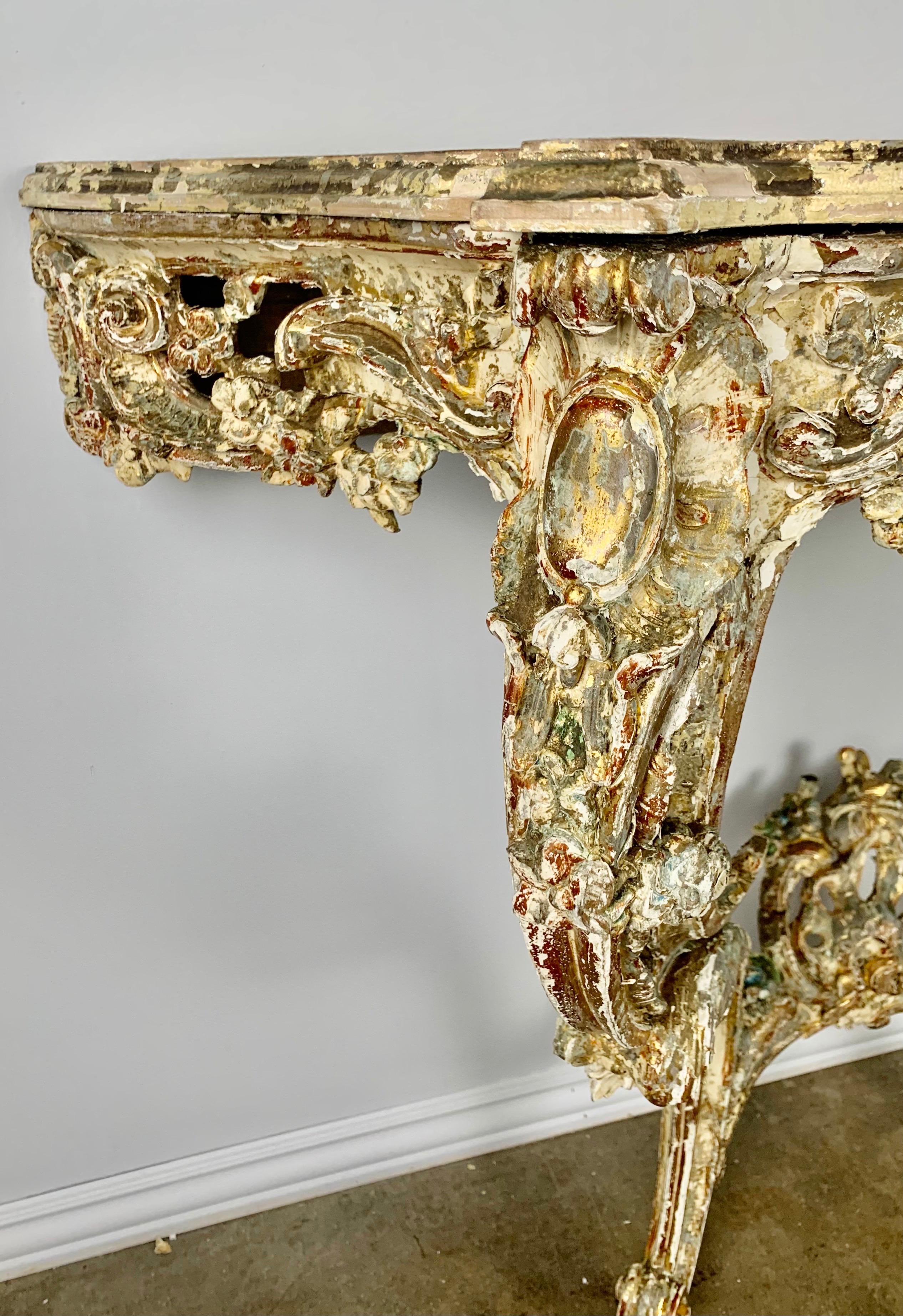 19th C. French Rococo Style Giltwood Console 3