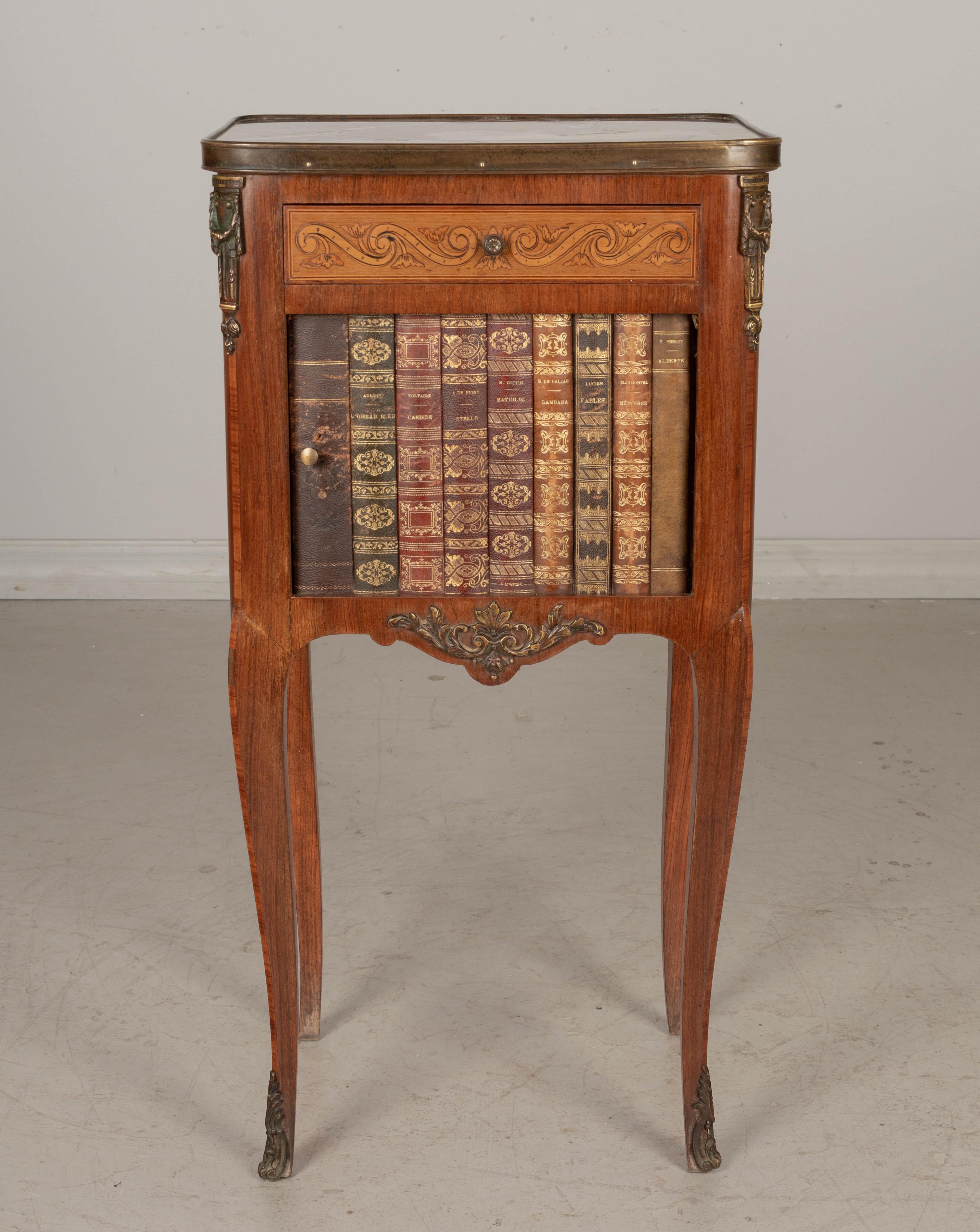 19th C. French Side Table with Faux Book Tambour Door In Good Condition For Sale In Winter Park, FL