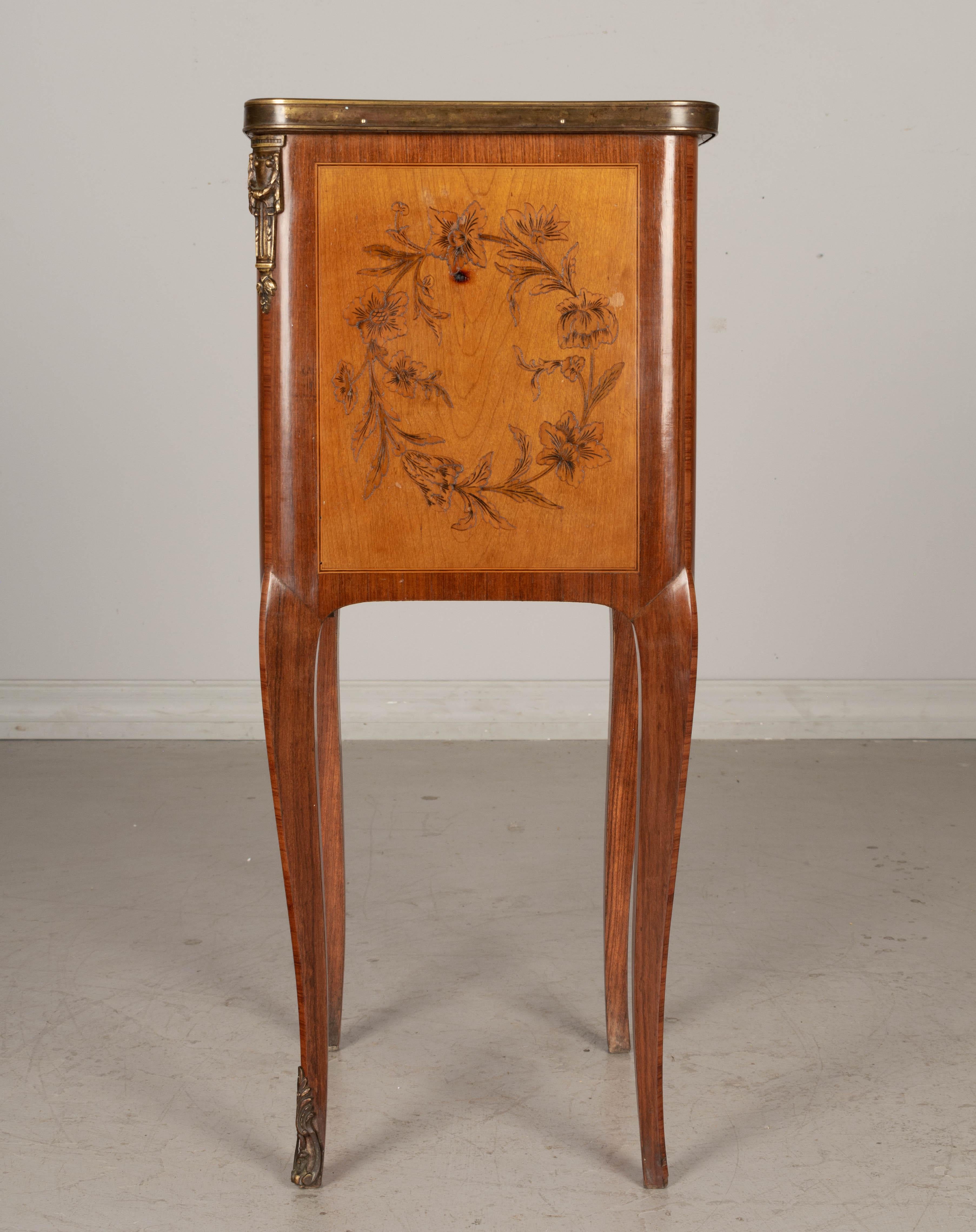 Bronze 19th C. French Side Table with Faux Book Tambour Door For Sale