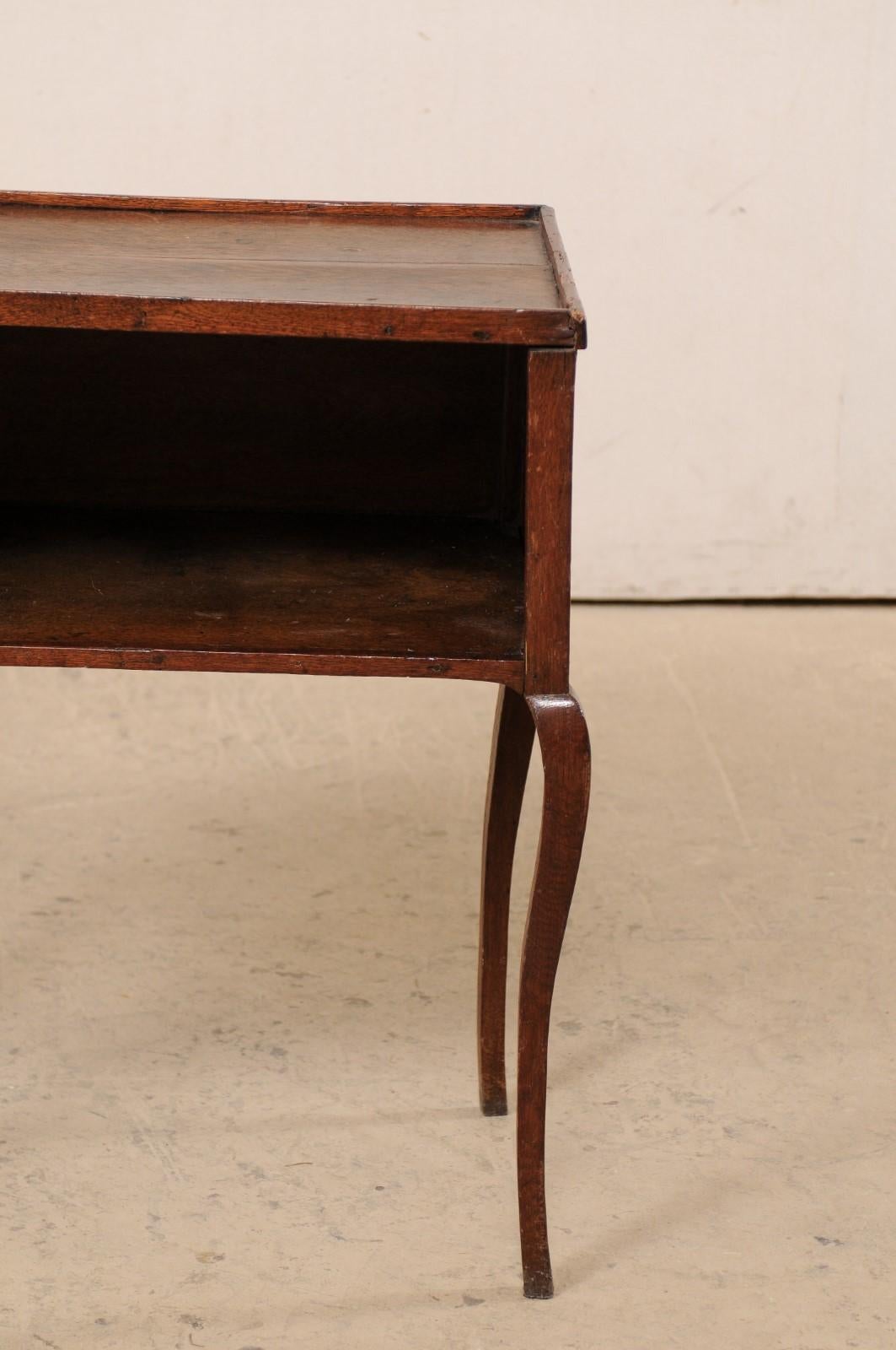 19th C. French Side Table with Quatrefoil Cut-Outs at Sides, Lower Shelf/Cubie 6