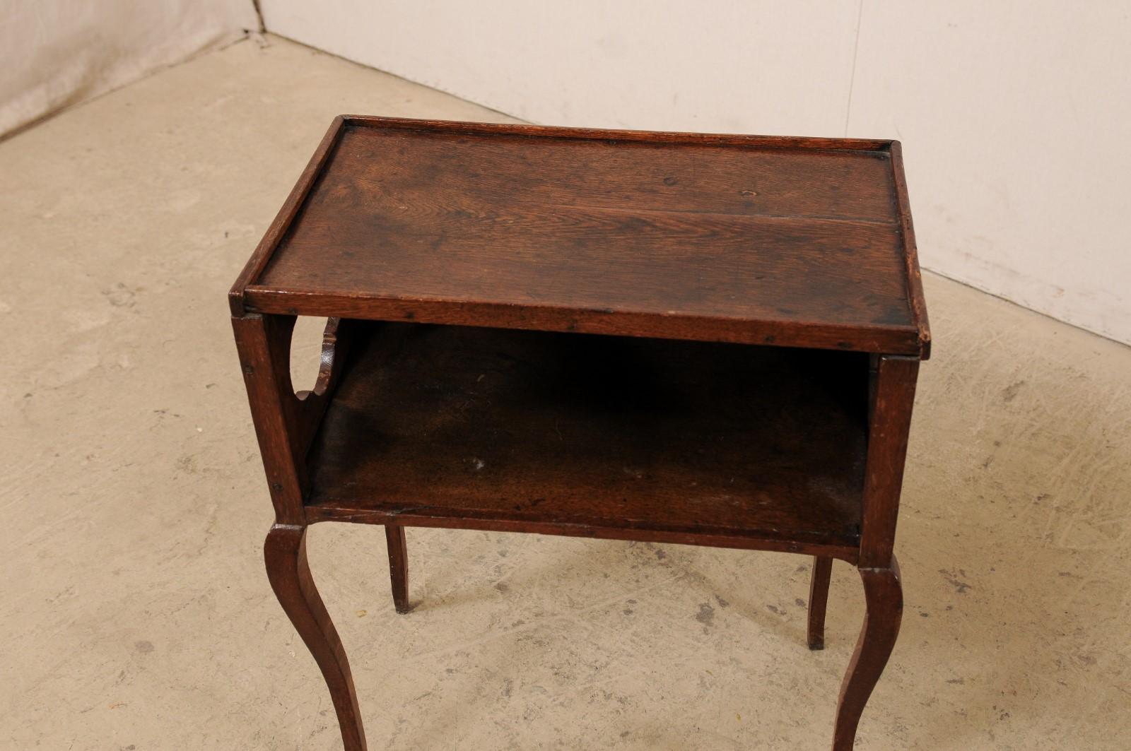19th C. French Side Table with Quatrefoil Cut-Outs at Sides, Lower Shelf/Cubie In Good Condition In Atlanta, GA