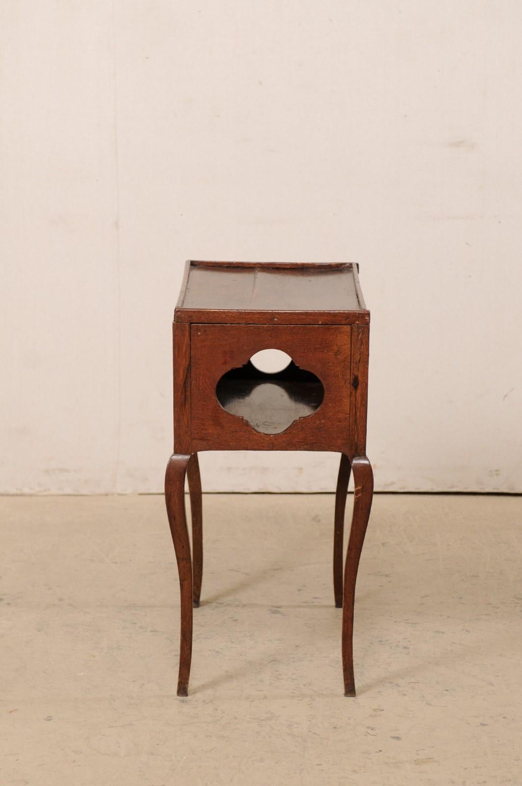 19th Century 19th C. French Side Table with Quatrefoil Cut-Outs at Sides, Lower Shelf/Cubie