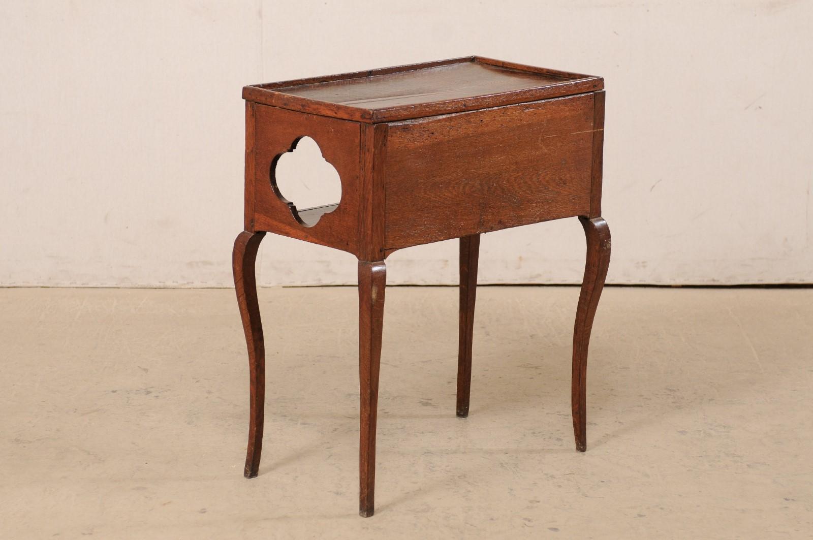 19th C. French Side Table with Quatrefoil Cut-Outs at Sides, Lower Shelf/Cubie 2