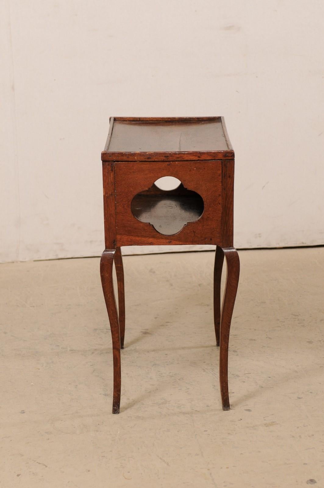 19th C. French Side Table with Quatrefoil Cut-Outs at Sides, Lower Shelf/Cubie 3