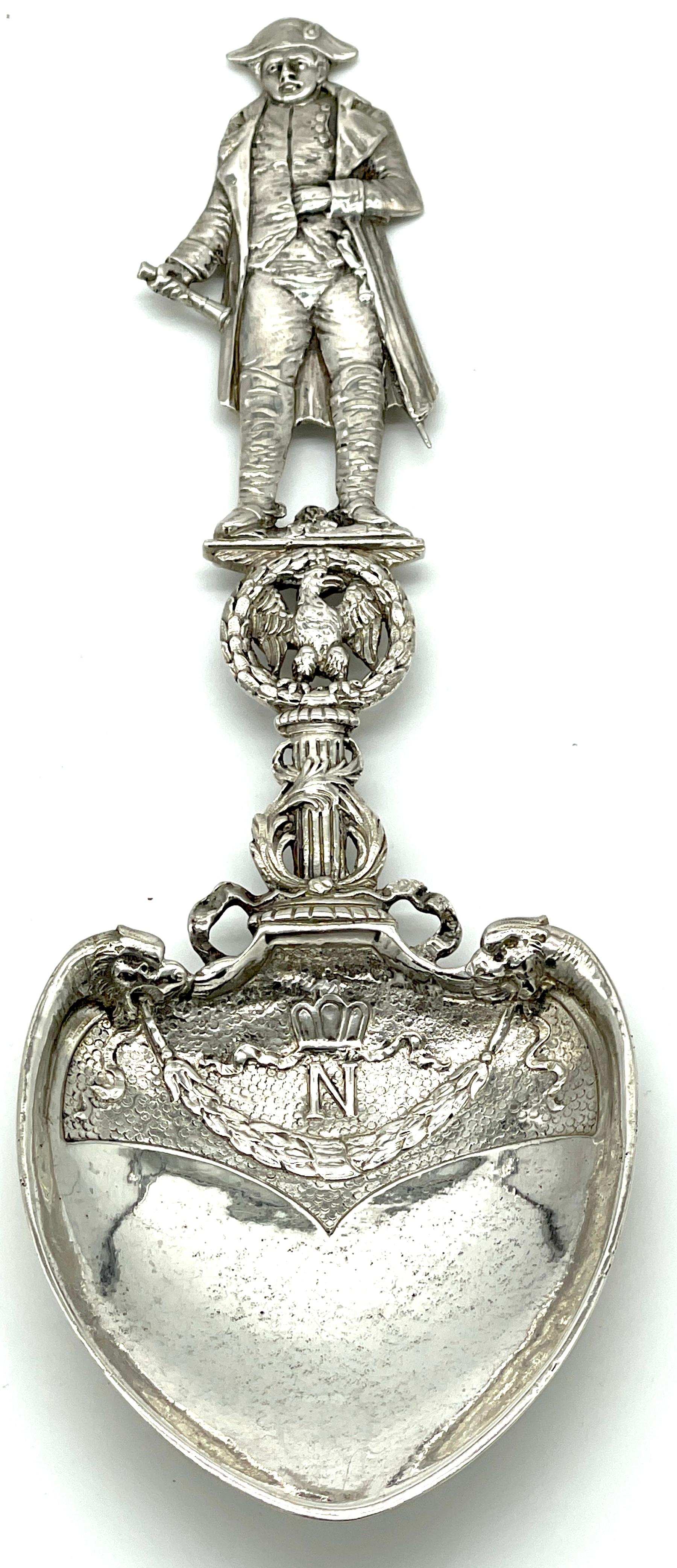 19th C.  French Silver Commemorative  Three-Dimensional Napoleon Portrait Spoon  For Sale 11