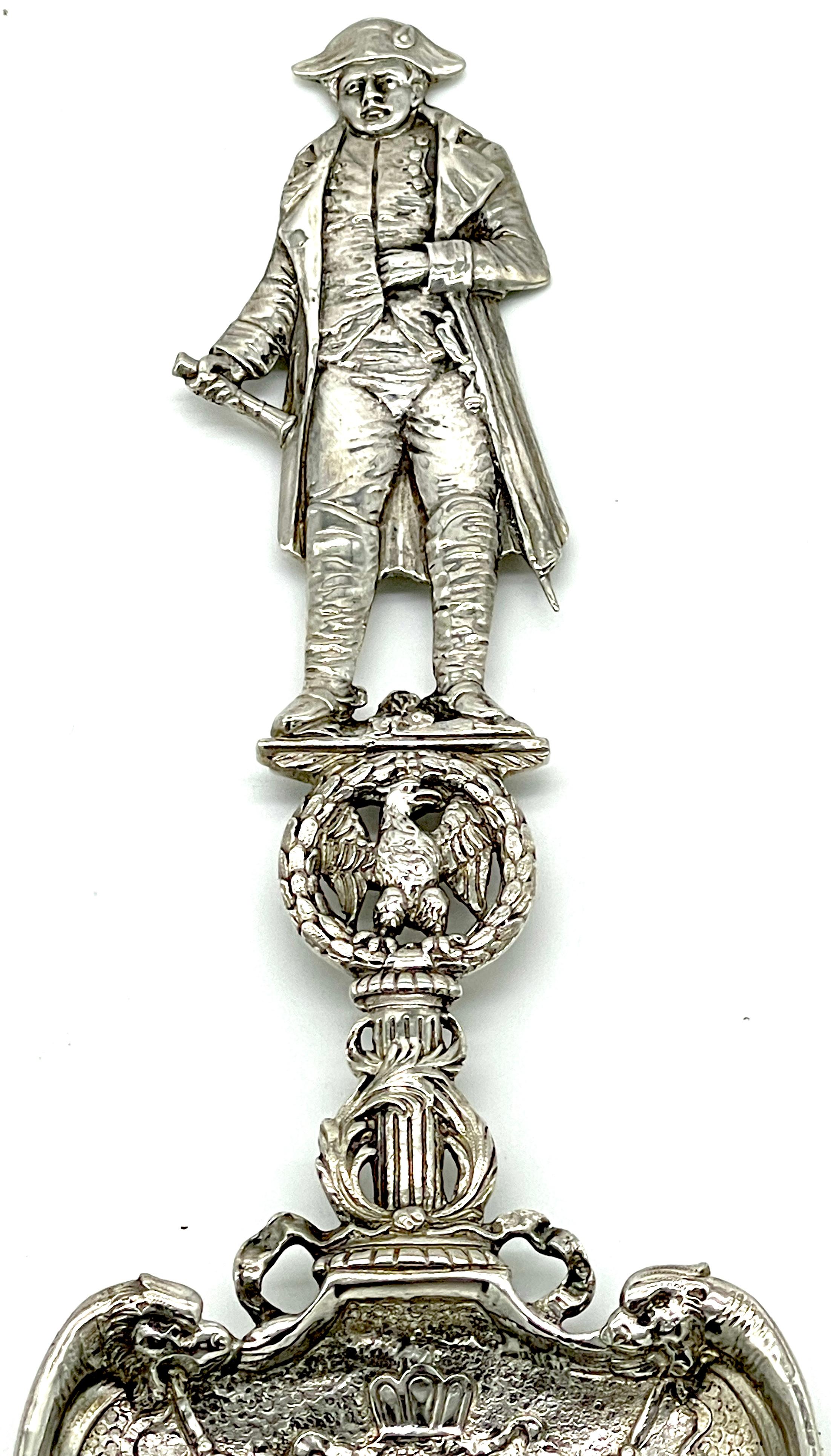 19. C.  Französisches Silber-Gedenkzeichen  Dreidimensionaler Napoleon-Porträtlöffel  im Angebot 12
