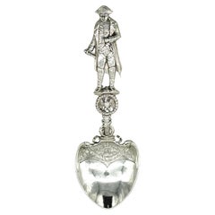 19th C. French Silver Commemorative Three-Dimensional Napoleon Portrait Spoon
