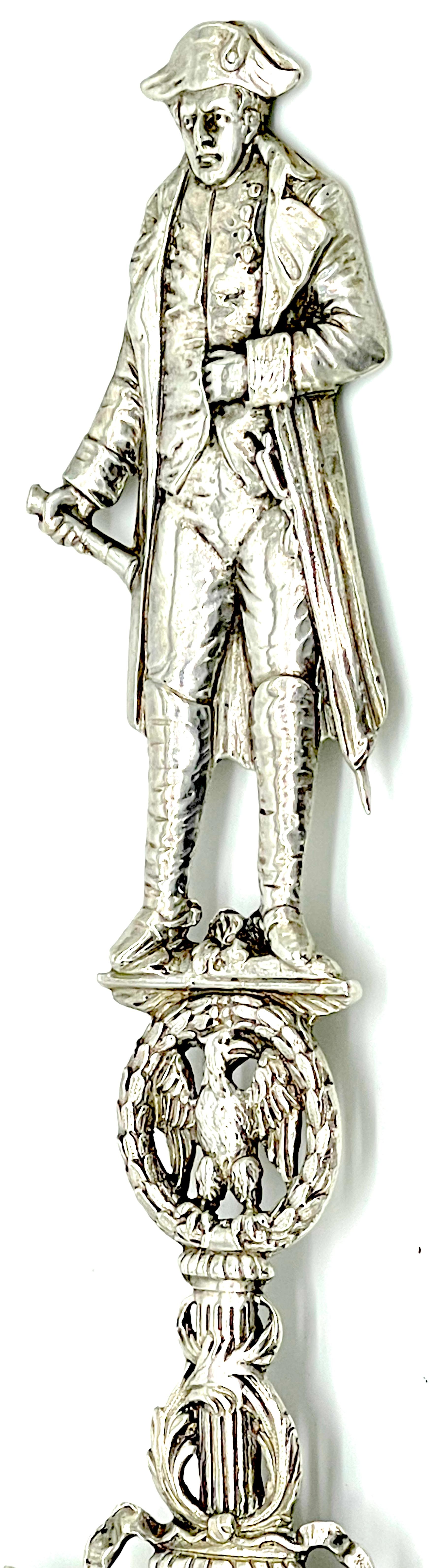 19th Century 19th C.  French Silver Commemorative  Three-Dimensional Napoleon Portrait Spoon  For Sale