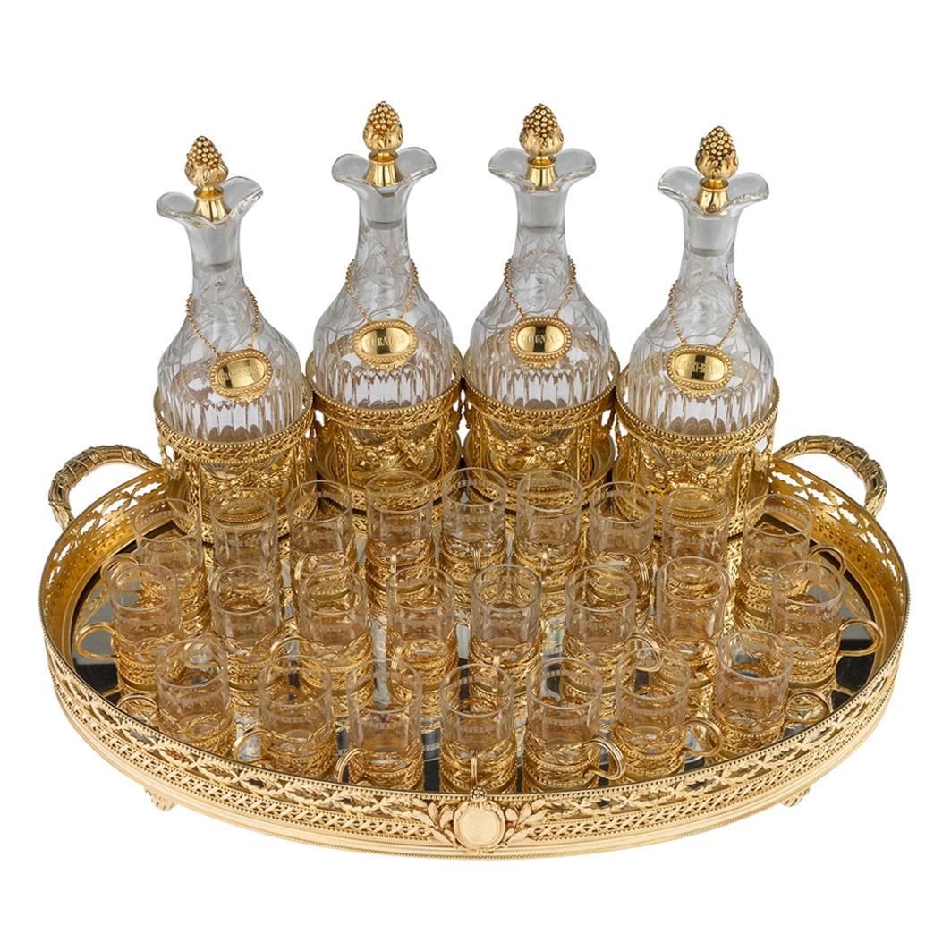 Grand service à liqueur français du 19ème siècle en argent doré par Moison Odiot, Paris, vers 1890