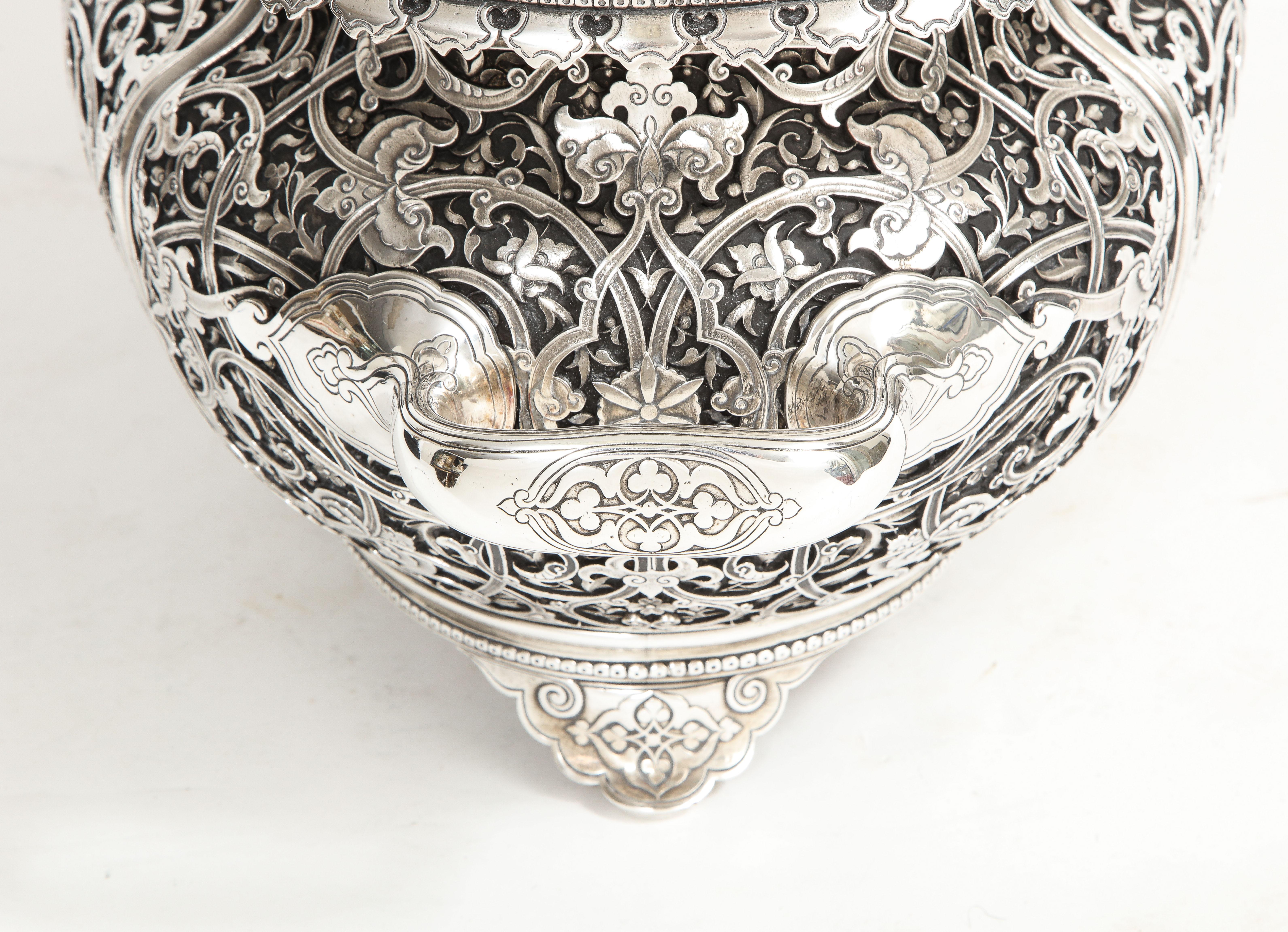 19th C. French Silvered Bronze Islamic Arabesque Motif Centerpiece Att. E Lièvre For Sale 8