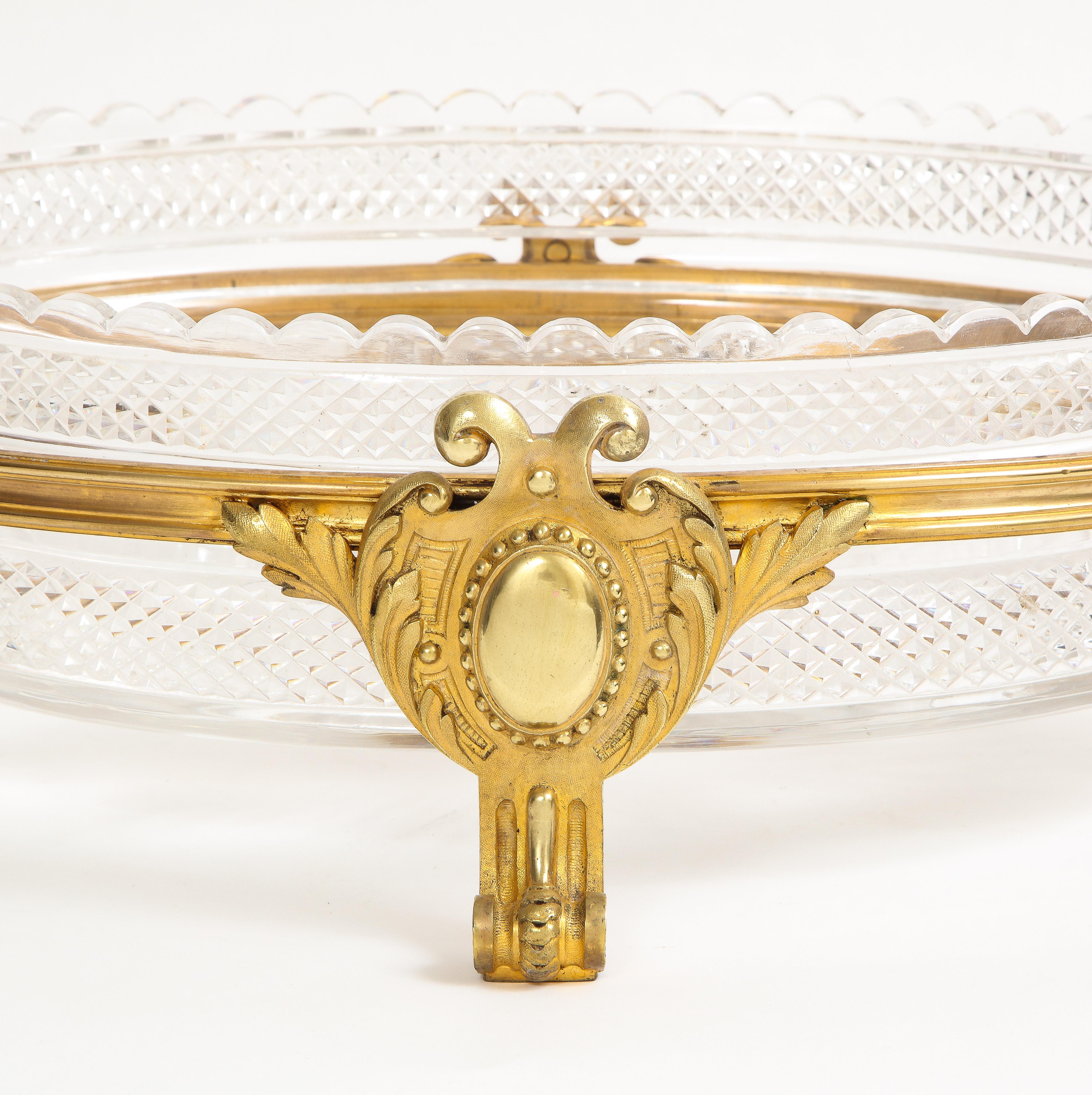 Centre de table français en cristal monté sur bronze argenté et doré Putti, Baccarat, années 1800 en vente 5