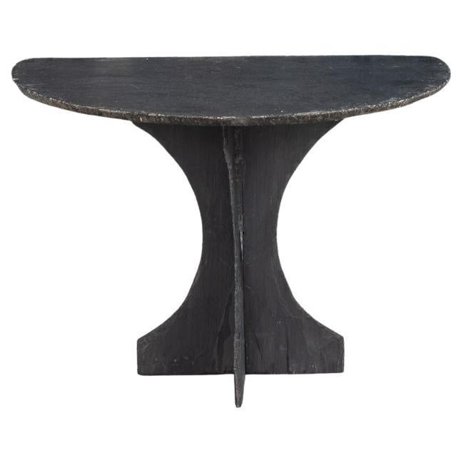 French Slate Demilune Console Table, Hand-Crafted, Circa 1890, Paris For Sale