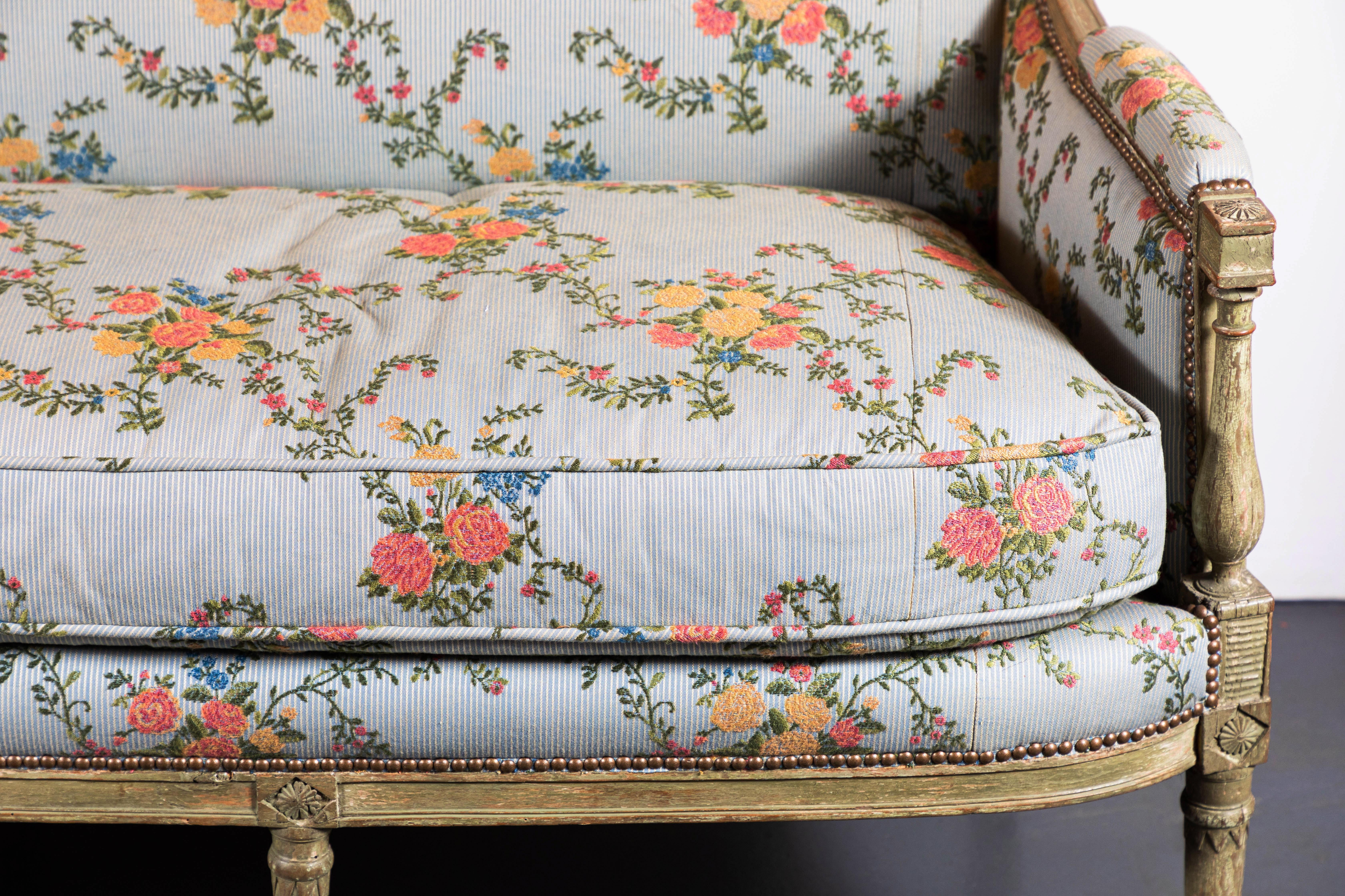 Fabric 19th Century Painted French Sofa For Sale