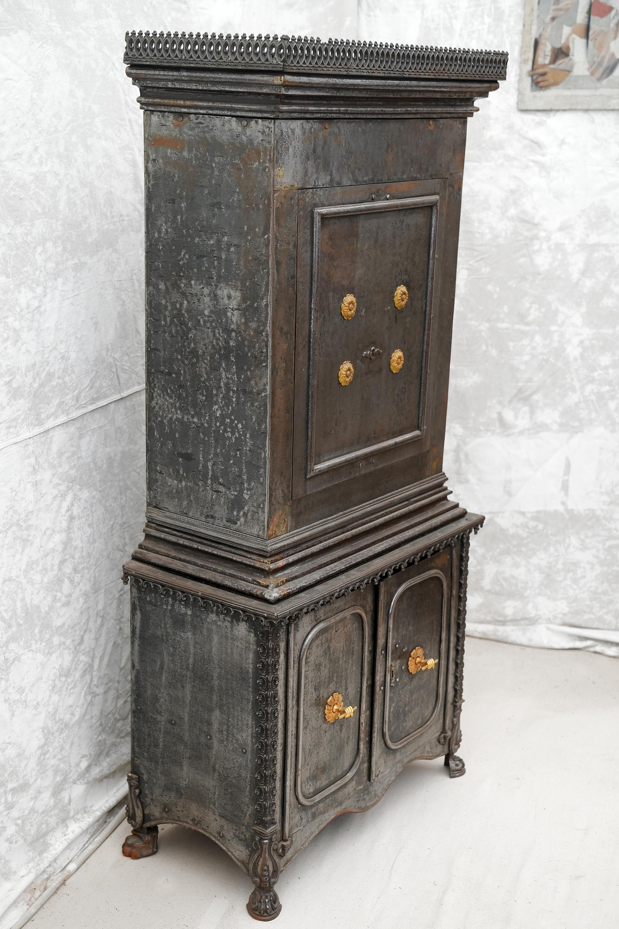 19th C. French Steel Safe Cabinet In Good Condition In Hudson, NY