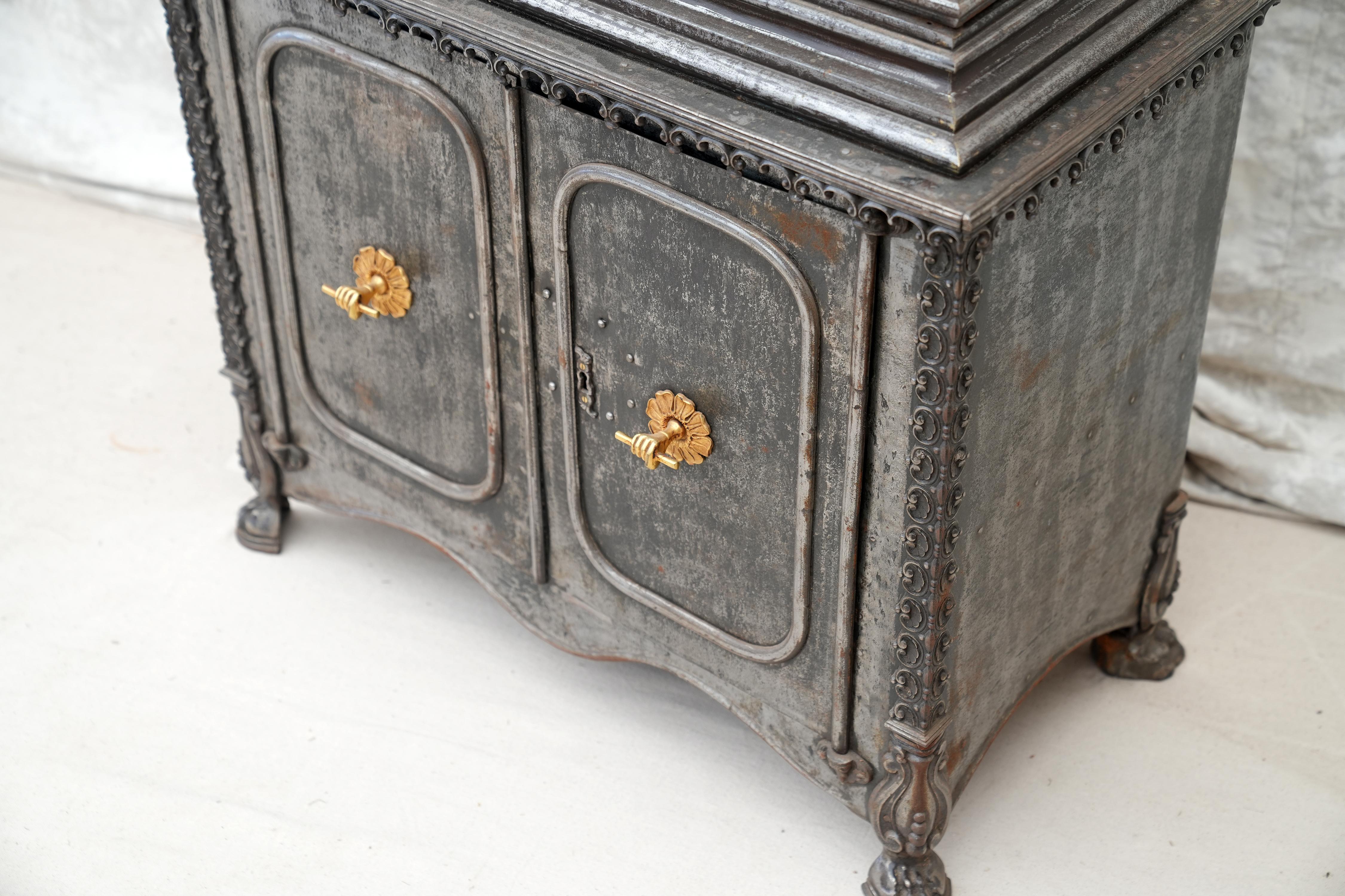 Bronze 19th C. French Steel Safe Cabinet