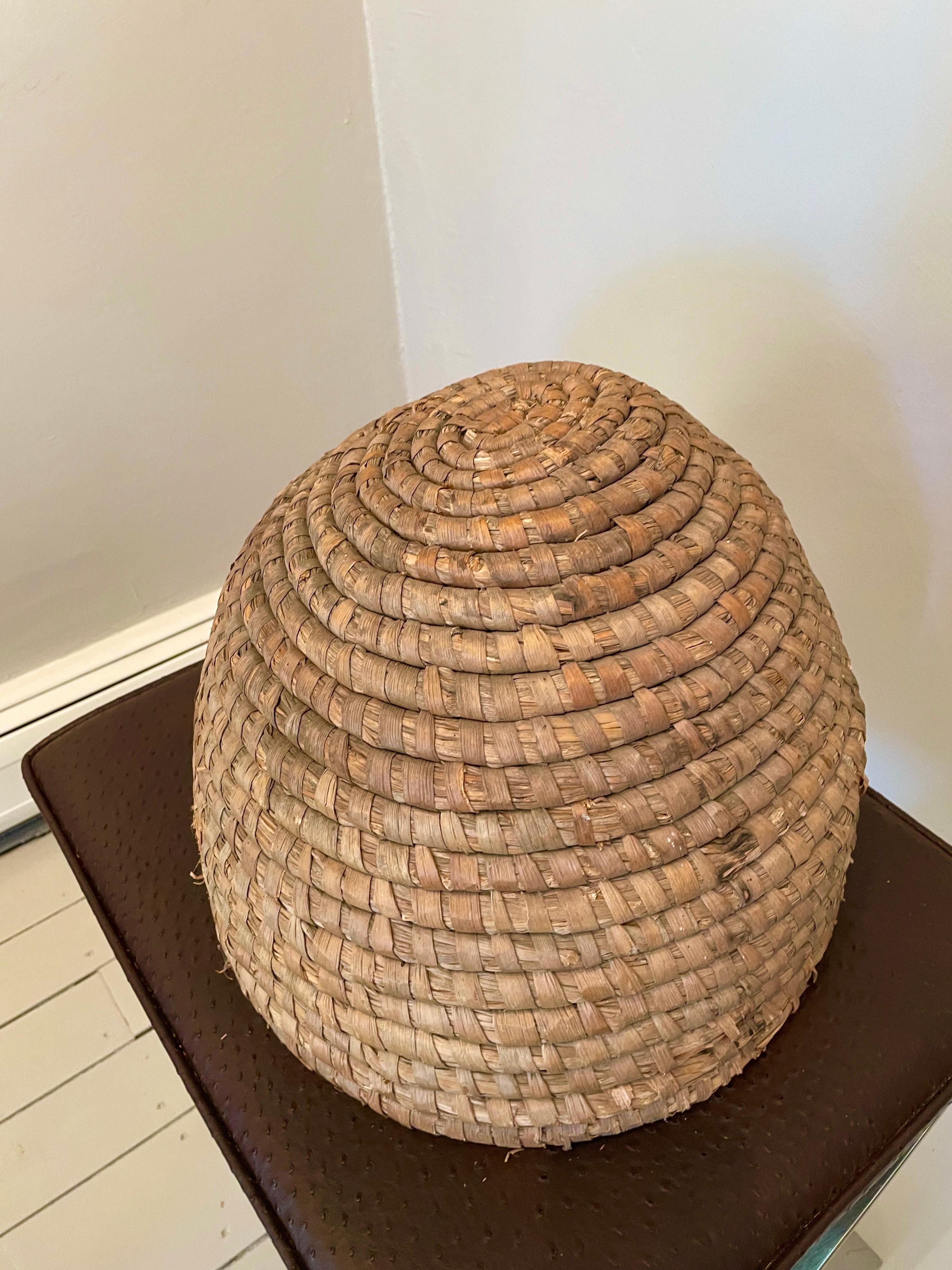 19th Century 19th C French Straw Domed Bee Skep