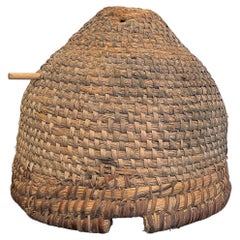 Antique 19th C French Straw Domed Bee Skep