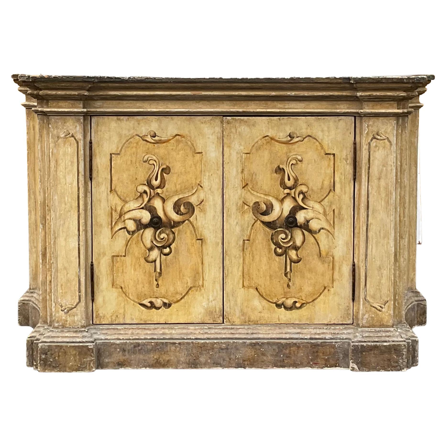 19th-C. French Style Hendrix Allardyce Painted Polychrome Cabinet / Credenza For Sale