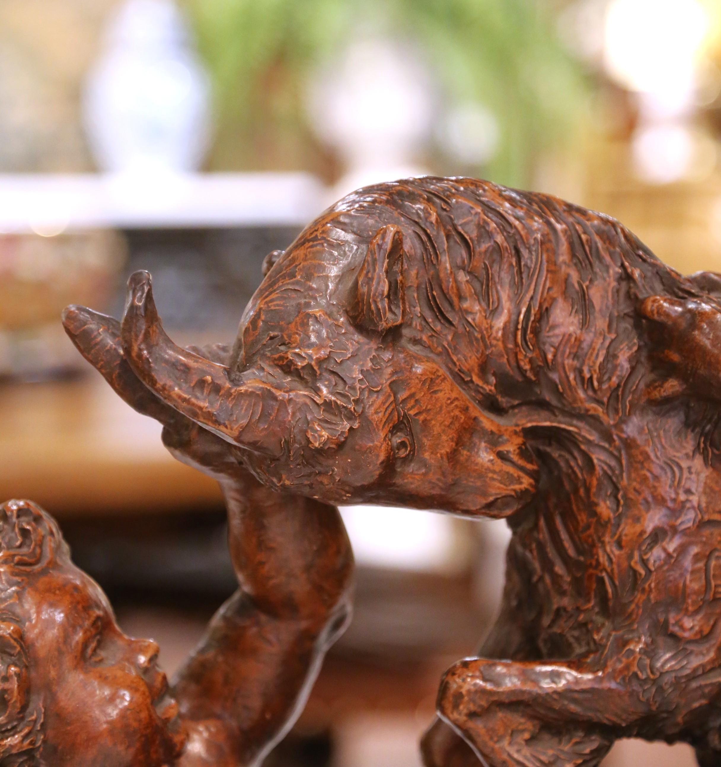 Scultura in terracotta francese del XIX secolo con cherubini e capra firmata A.P.C. in vendita 2