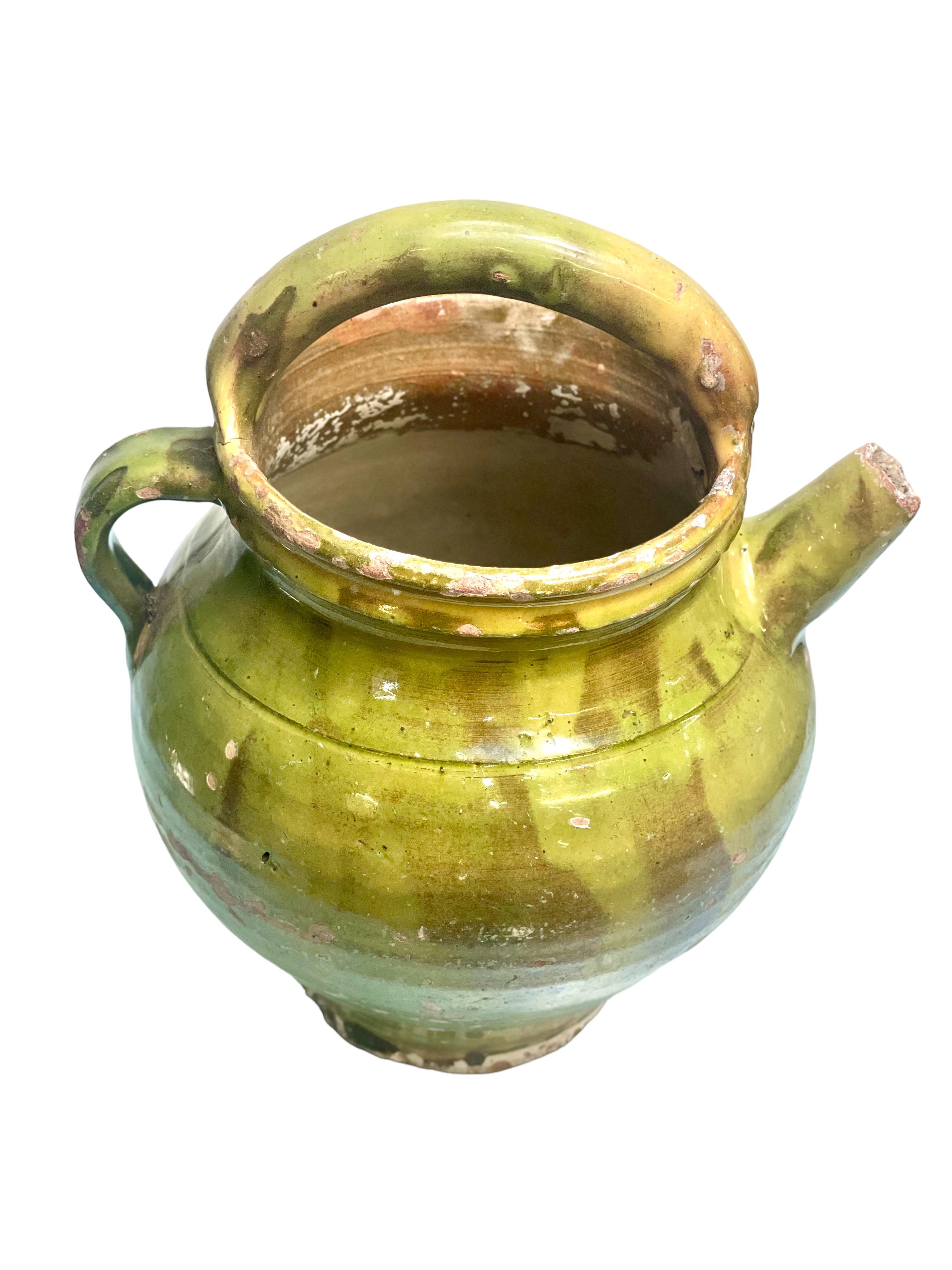 19th Century 19th C. French Glazed Terracotta Water Jug  For Sale