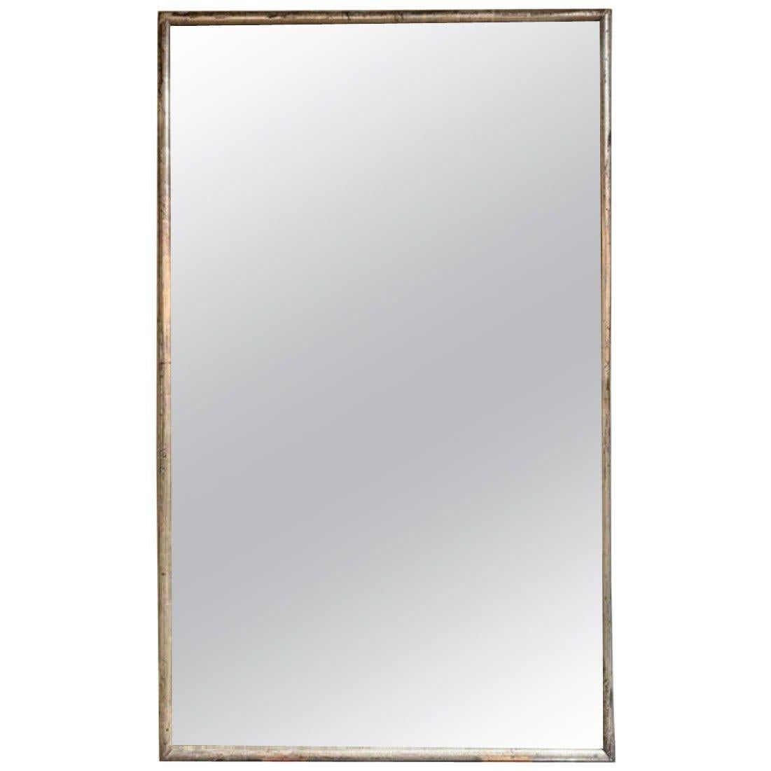 19th c. French Transitional Silver Leaf Mirror For Sale