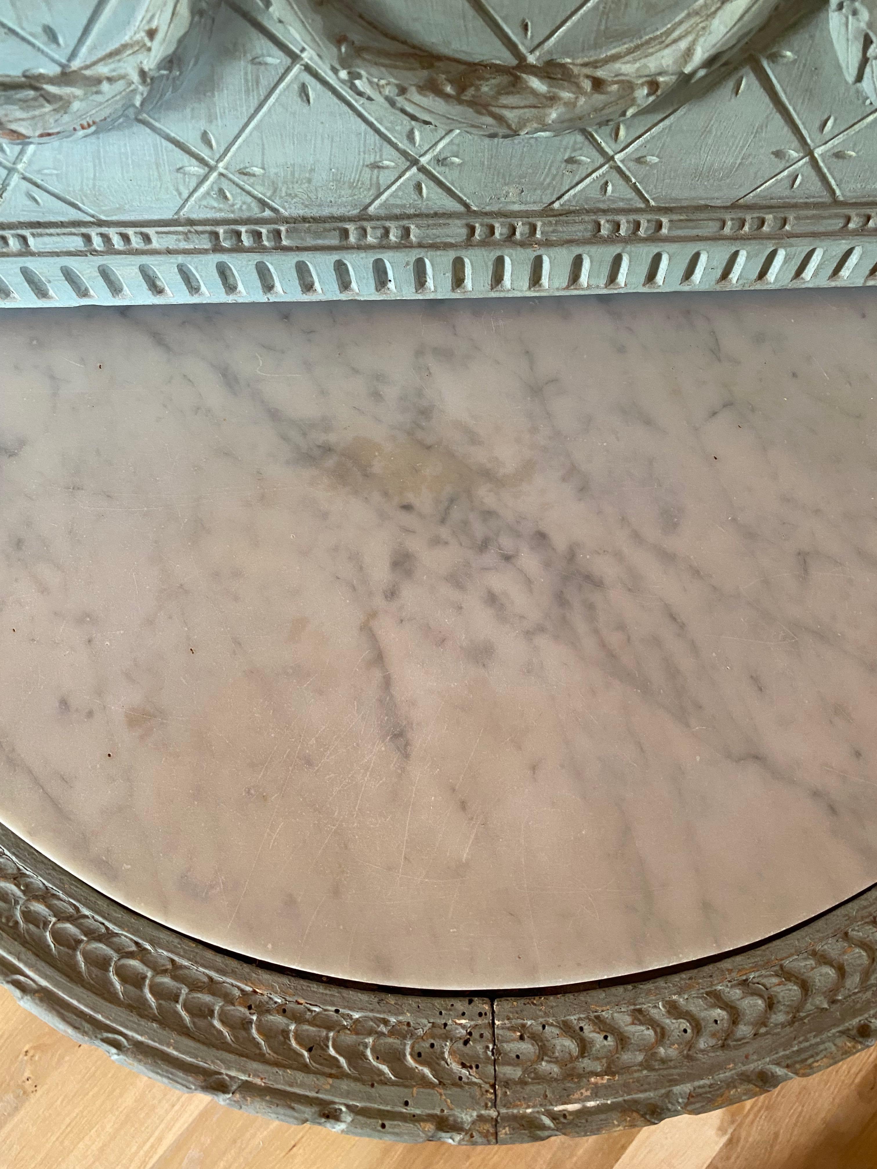 XIX sec. Specchio francese Trumeau con console, colore blu in vendita 13