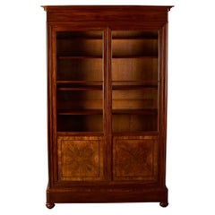 19th C French Two Door Mahogany Display Bookcase