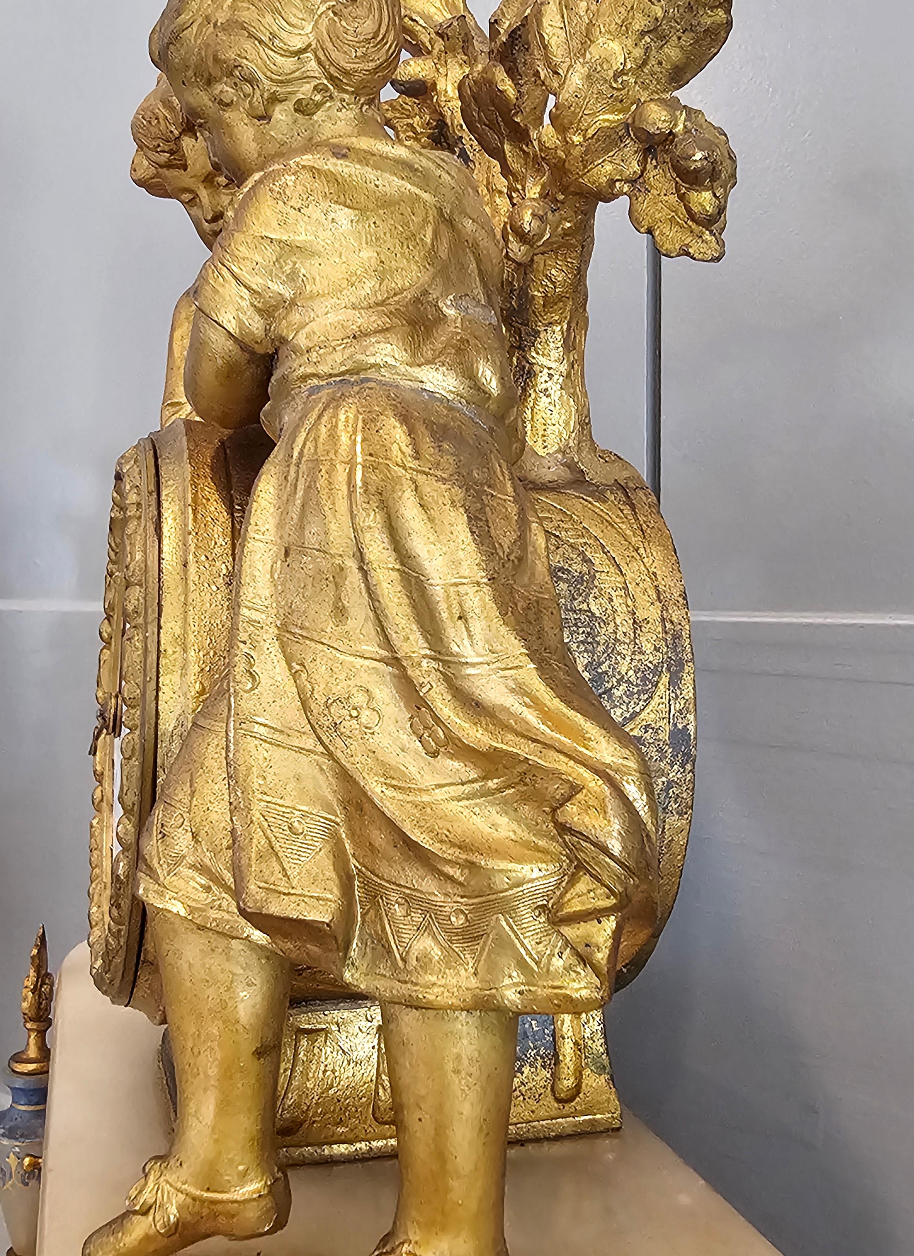 19th C. French Victorian Louis XVI Gilt Bronze Alabaster Figural Clock PH Mourey 9