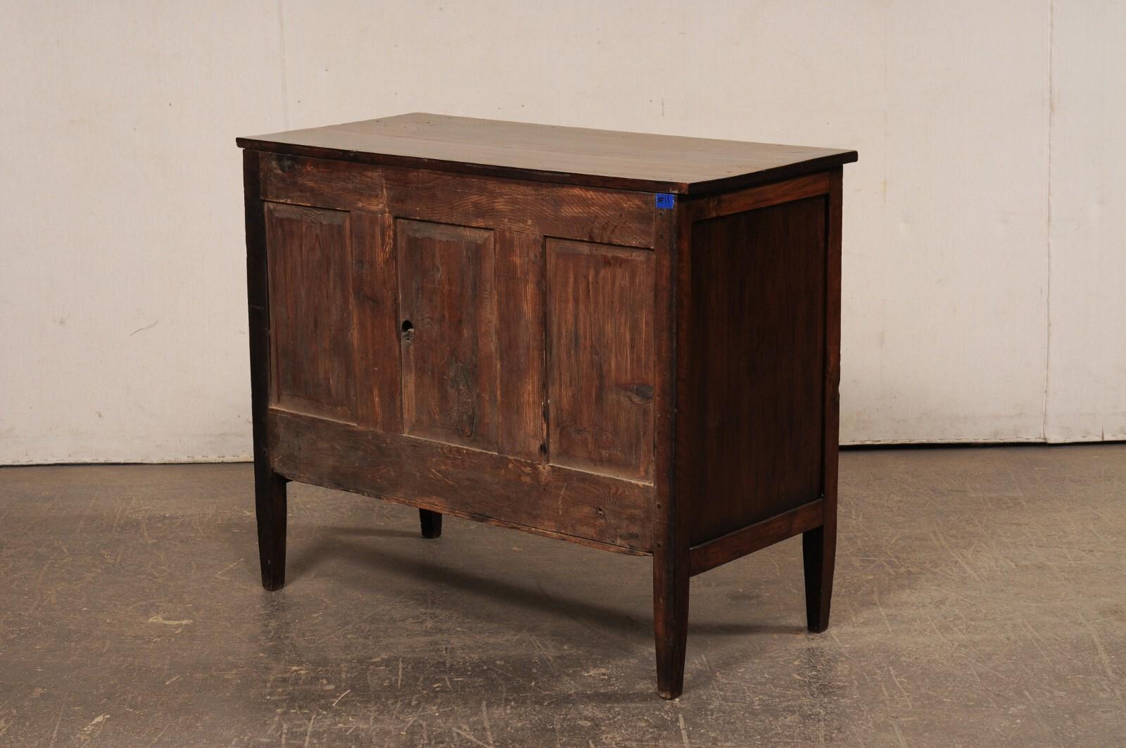 19th C. French Walnut Commode with Clean Lines & Elaborate Hardware For Sale 2