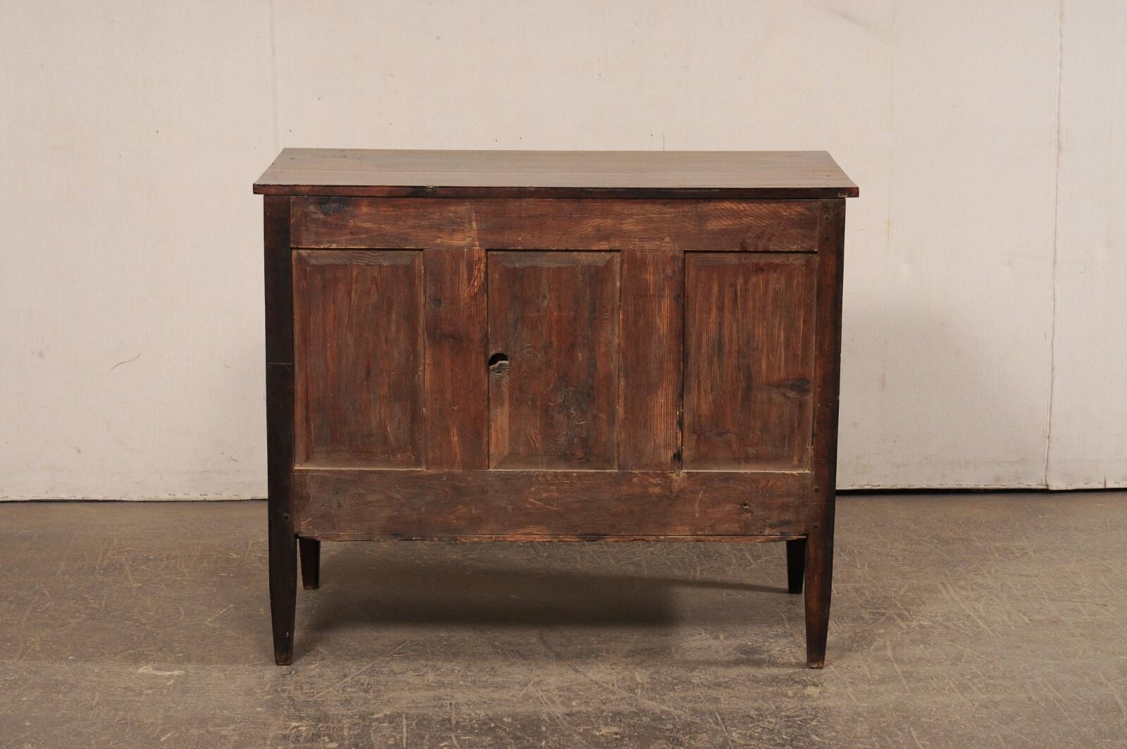 19th C. French Walnut Commode with Clean Lines & Elaborate Hardware For Sale 3
