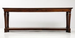 19th C. French Walnut Console with Drawer, Lower Shelf & Lion Claw Feet