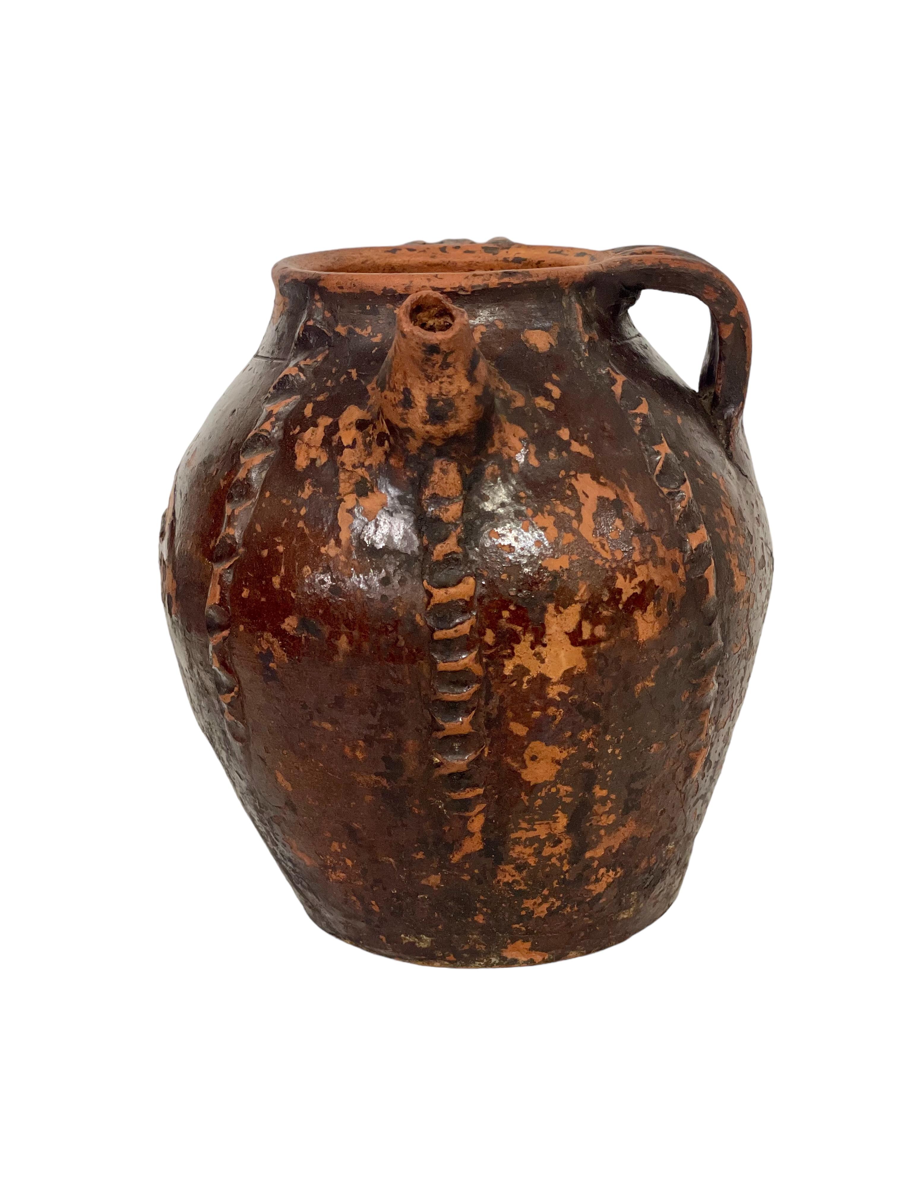 18th Century French Glazed Walnut Oil Jar  In Good Condition For Sale In LA CIOTAT, FR